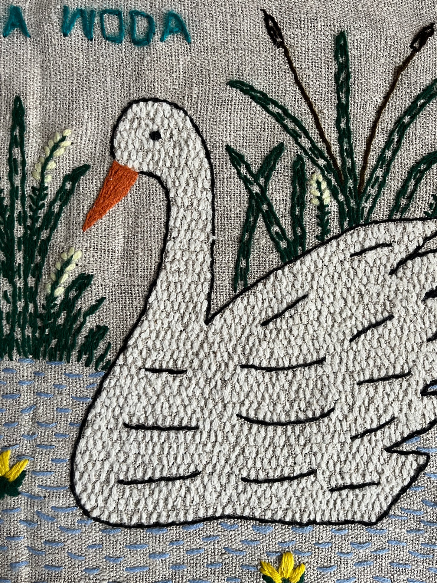 Swans 1 Hand Embroidered Makatka by Anna