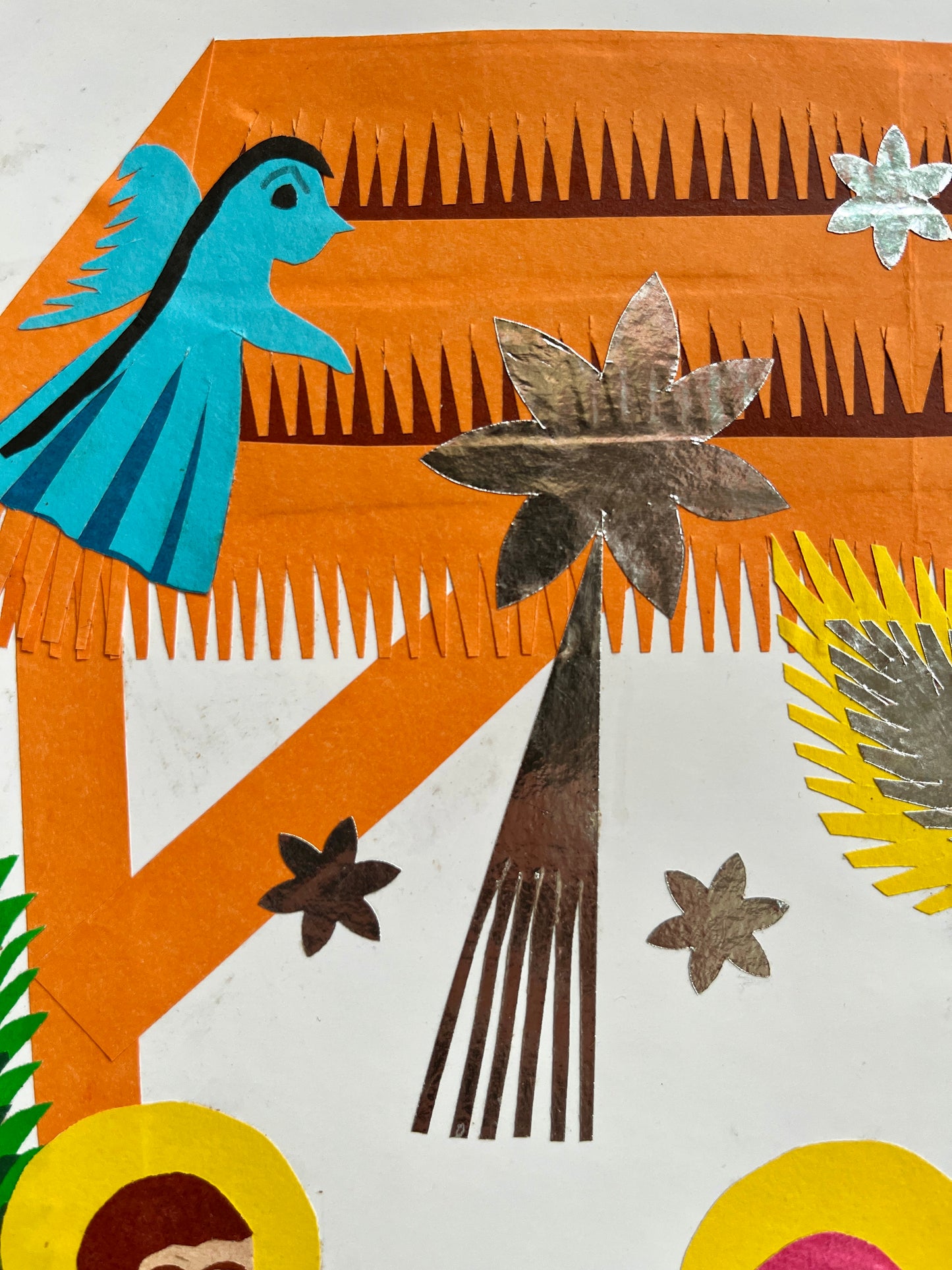 Nativity Scene with a Musician and Two Rams Original Papercut by Maria