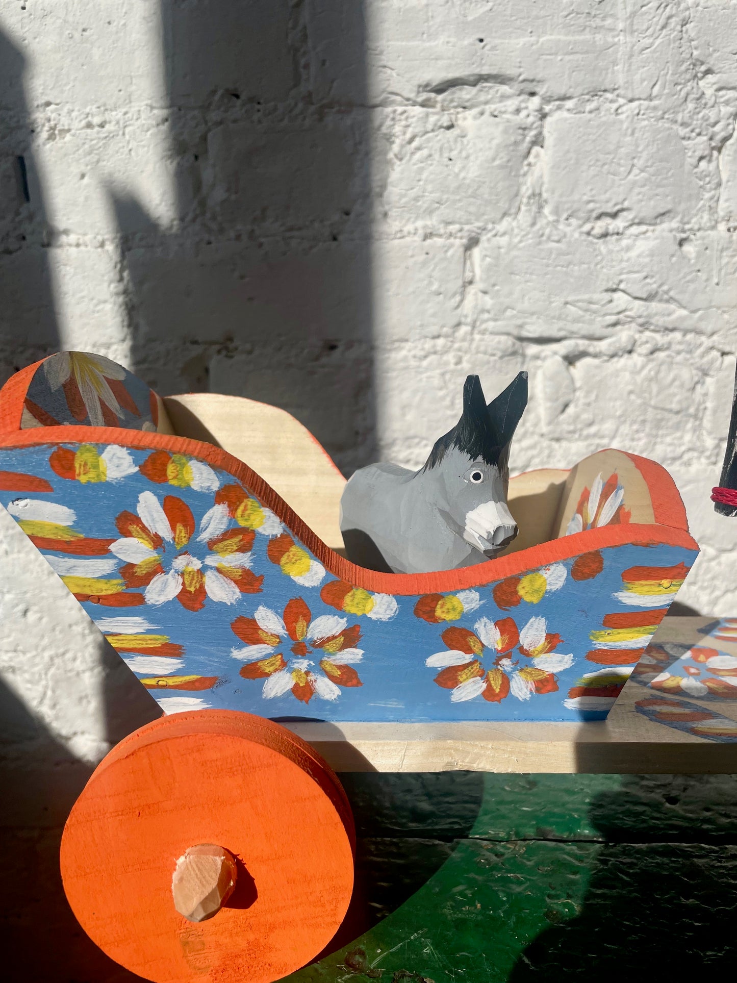 White Wooden Horse with Cart Toy by Ryszard