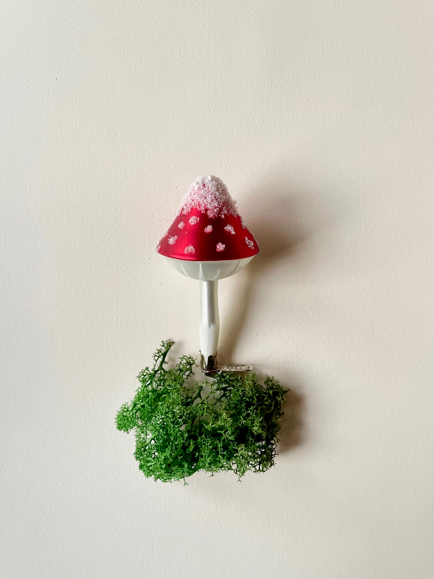 Toadstool Clip On Glass Ornament