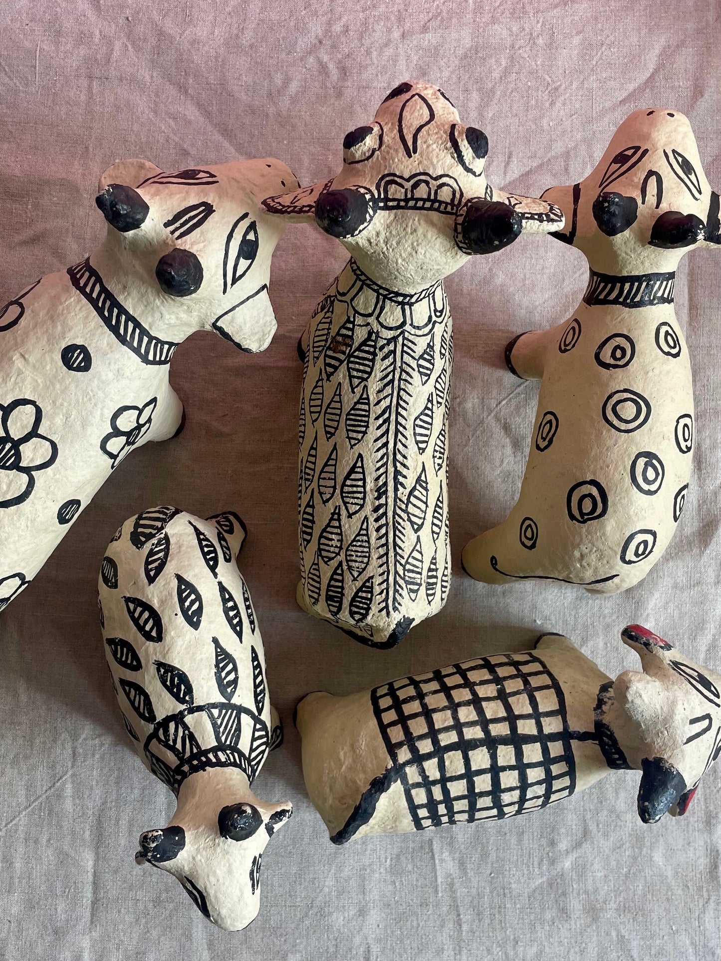 Paper Mache Cow with Circles