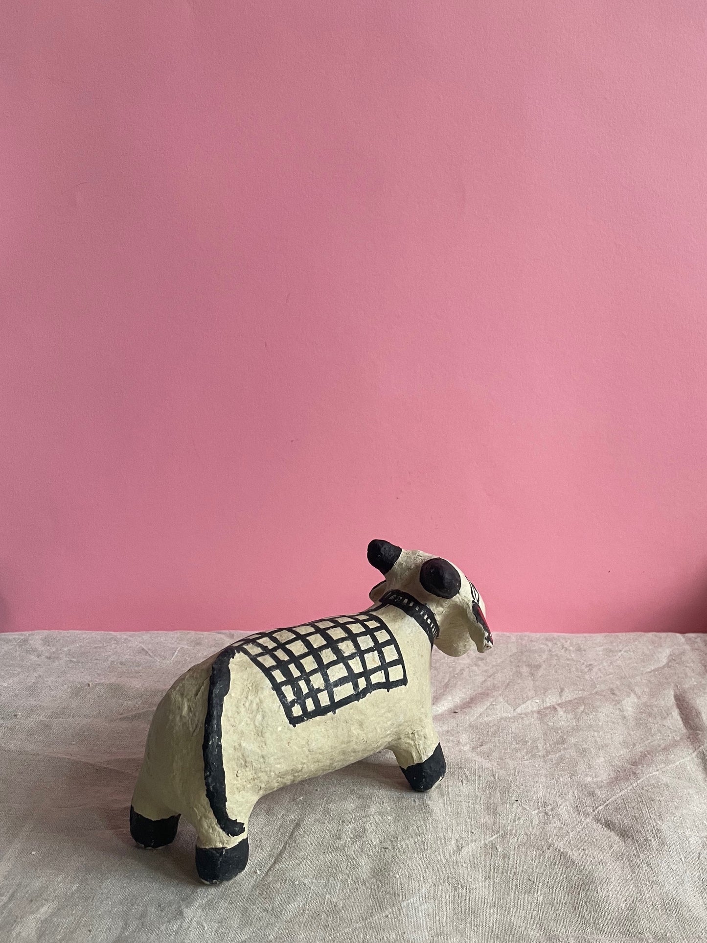Paper Mache Cow with Red Ears