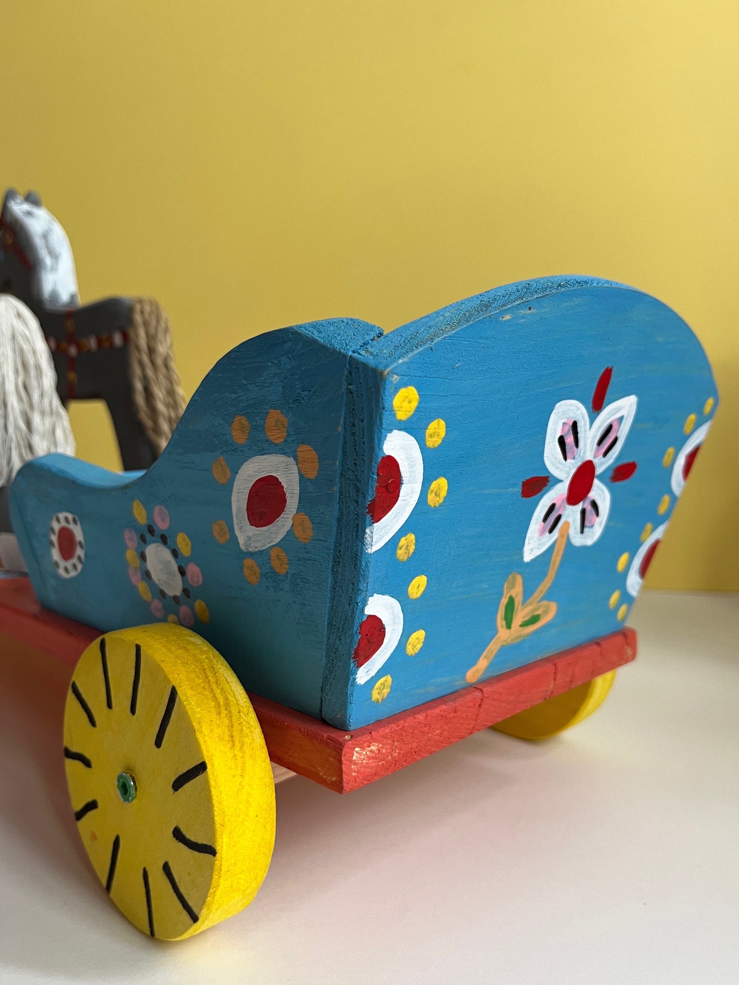 Grey Horses with Cart Pull Along Toy by Wlodzimierz
