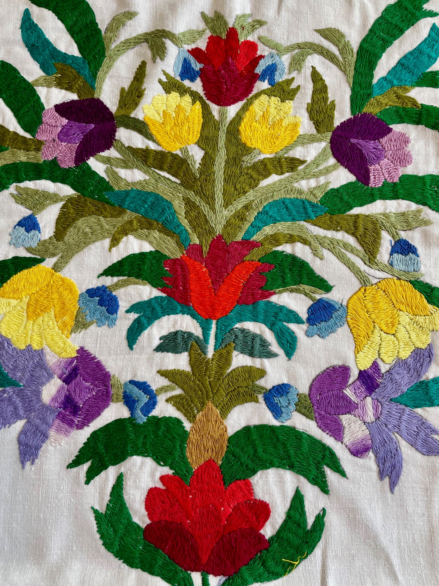 Floral Bouquet Embroidered Cushion Cover by Teresa