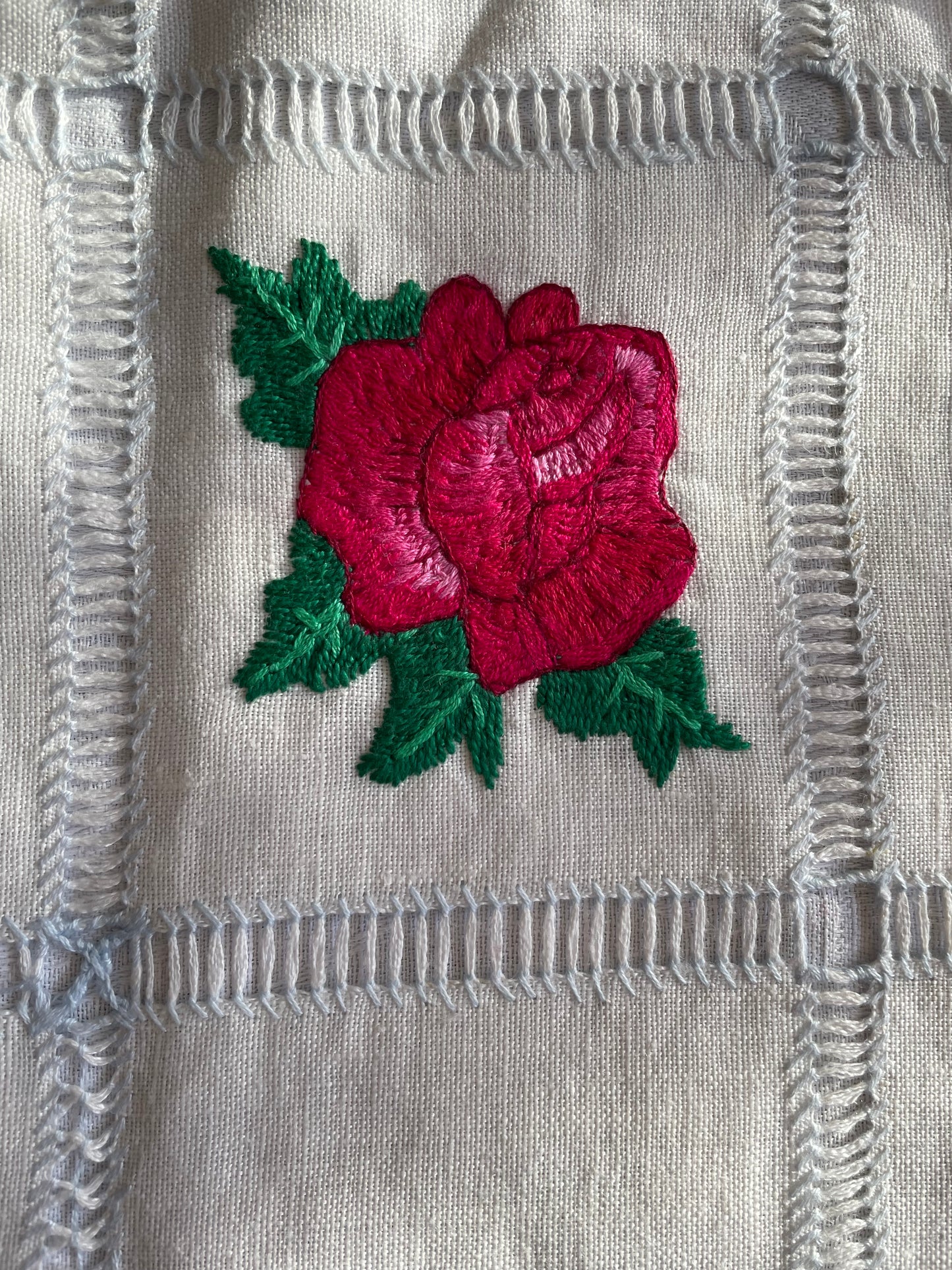 Pink Roses Embroidered Cushion Cover by Terersa