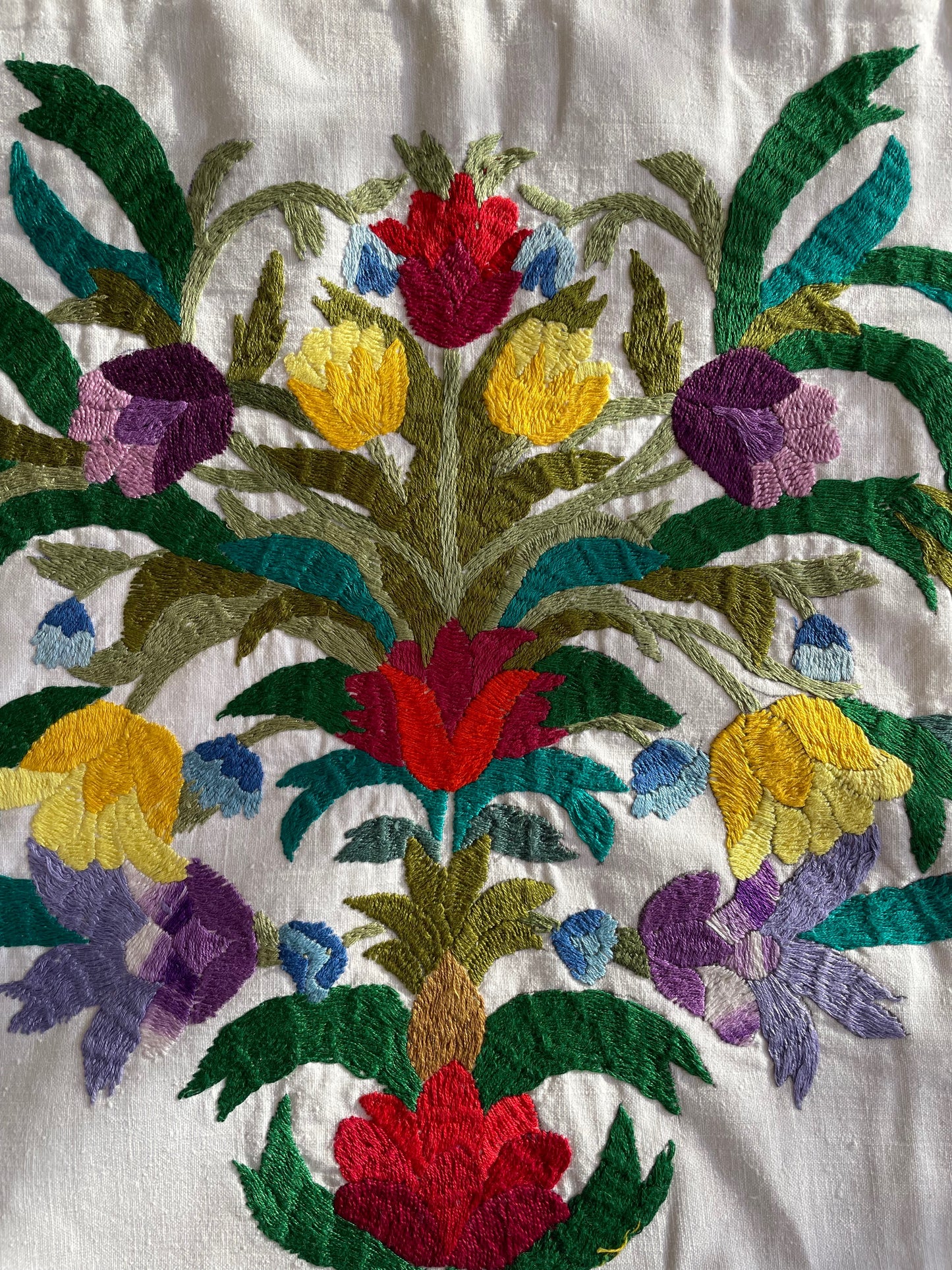 Floral Bouquet Embroidered Cushion Cover by Teresa