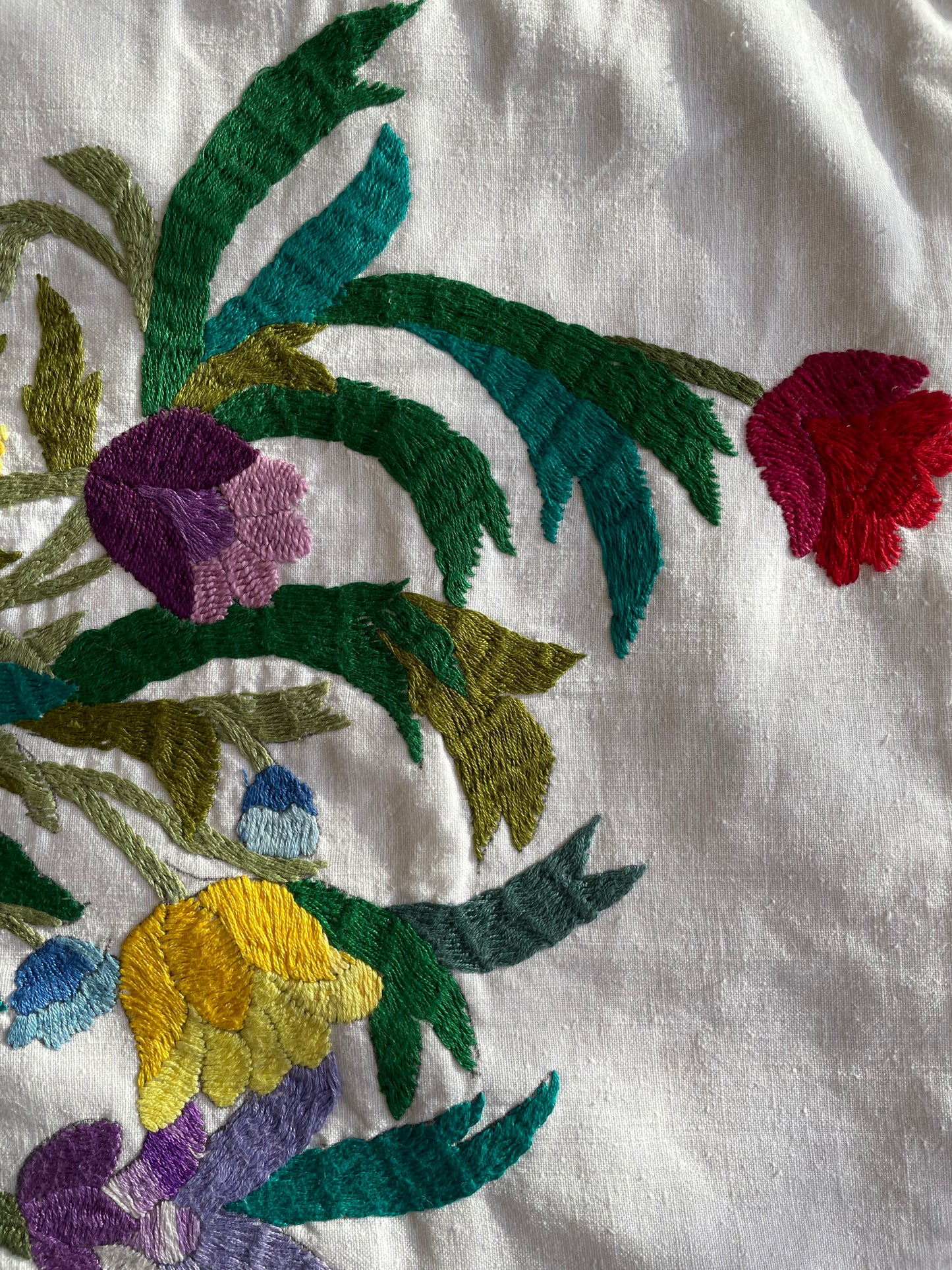 Floral Bouquet Embroidered Cushion Cover by Teresa