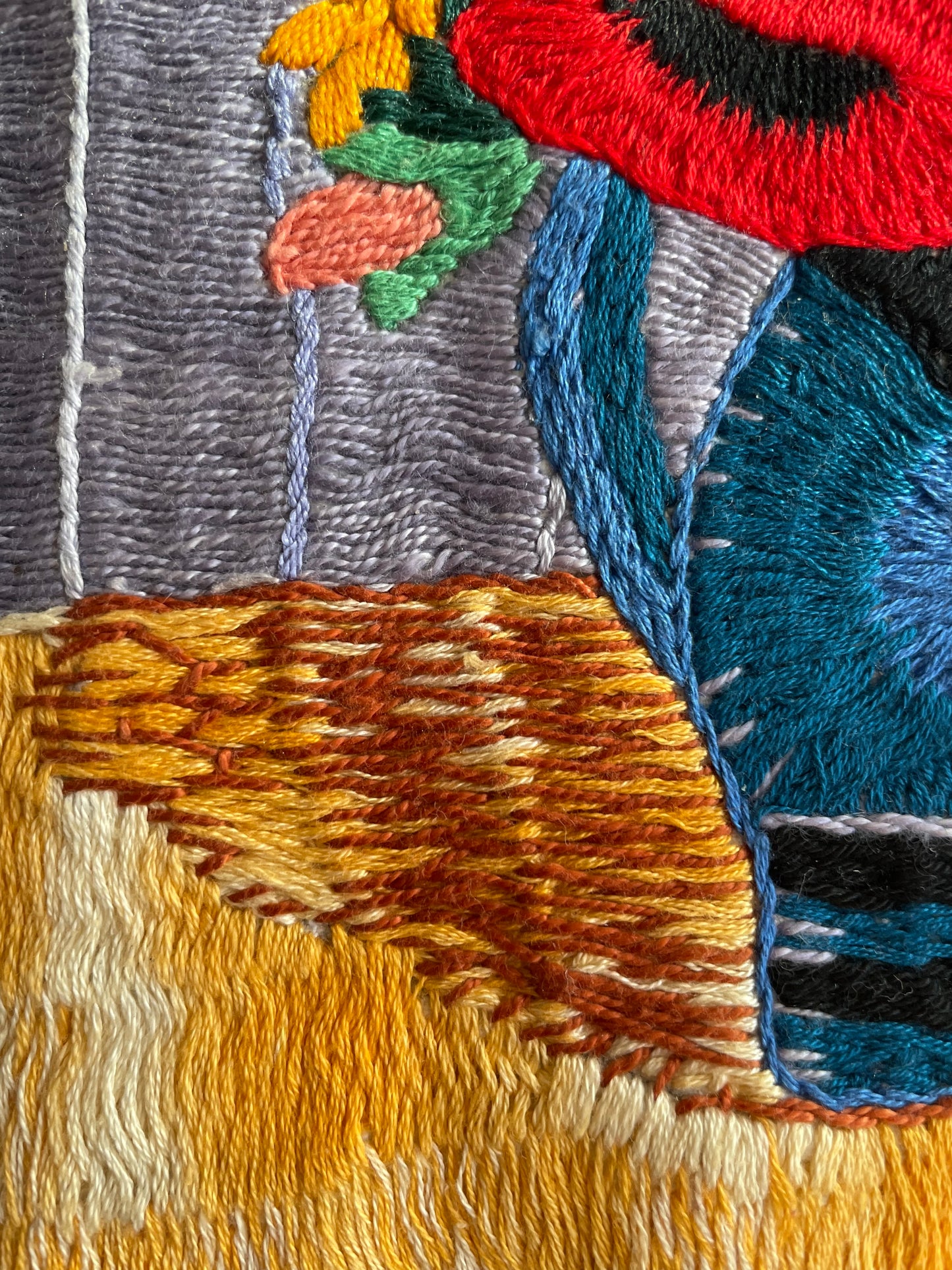 Wildflowers In a Vase Embroidered Cushion Cover by Teresa