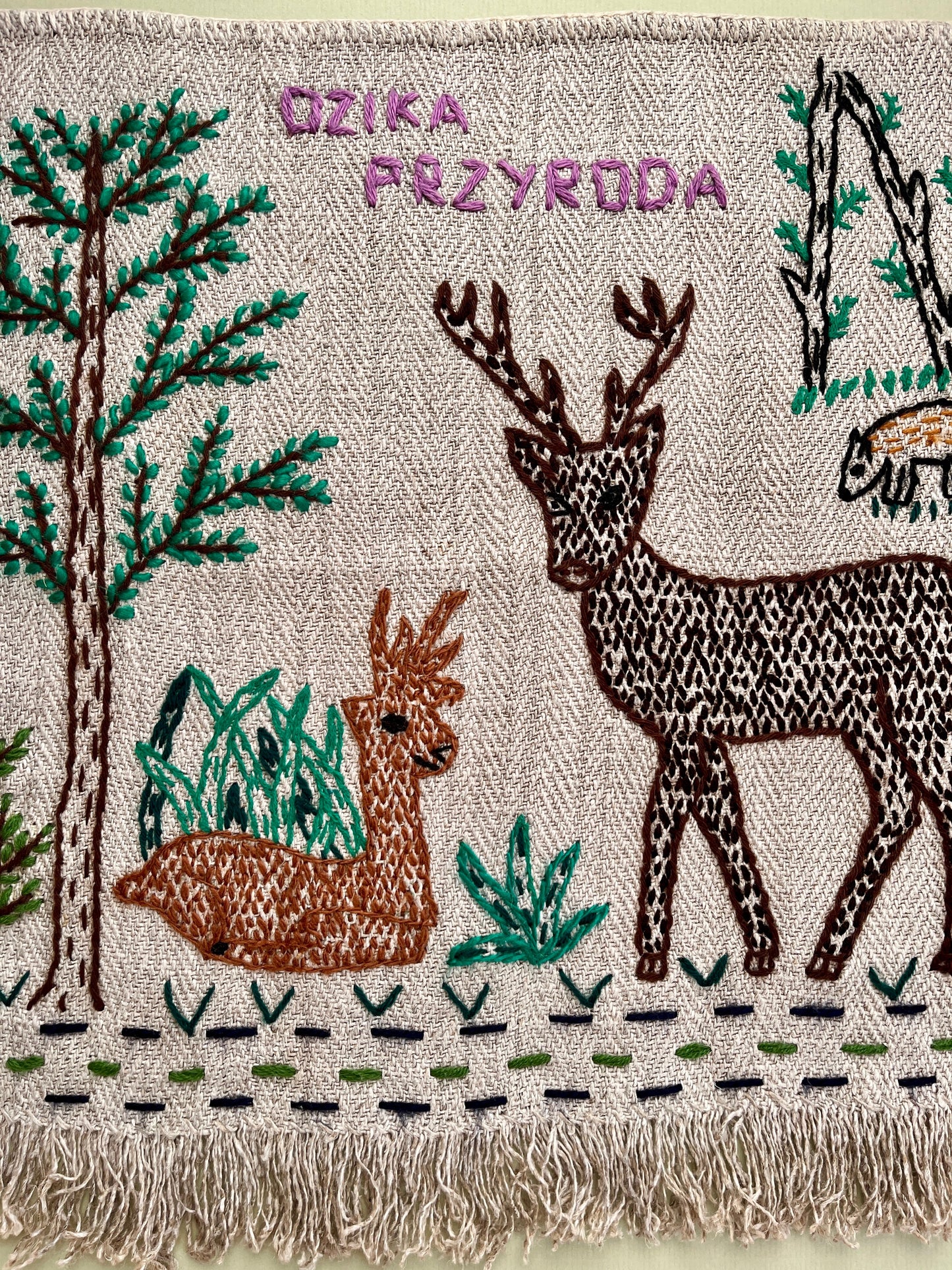 Deer Hand Embroidered Makatka by Anna