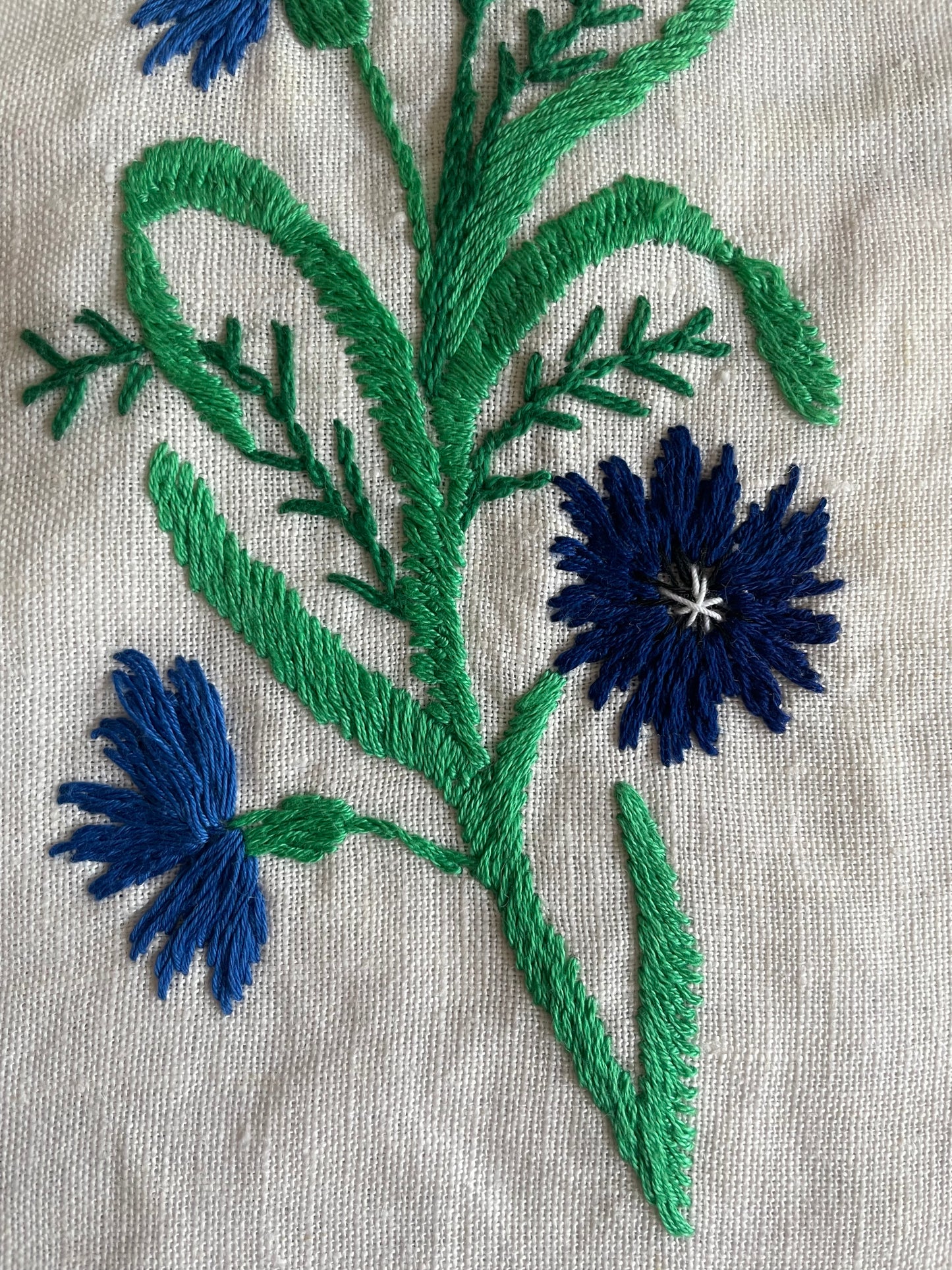 Cornflowers Embroidered Cushion Cover by Teresa