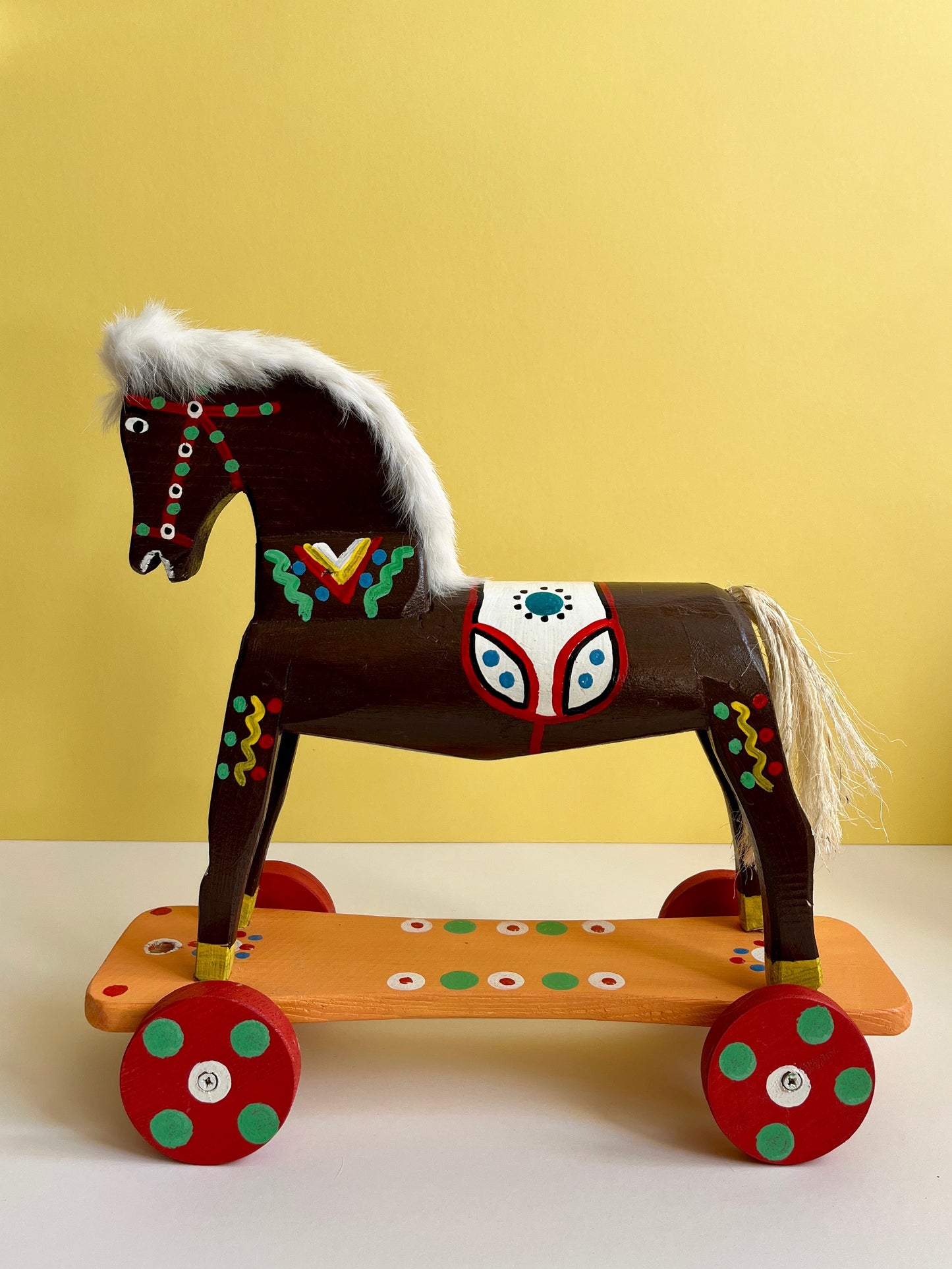 Brown Horse Pull Along Toy by Wlodzimierz