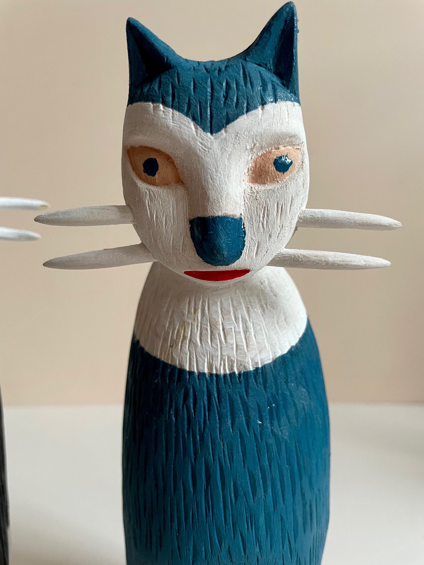 Wooden Cat Sculpture by Zenon