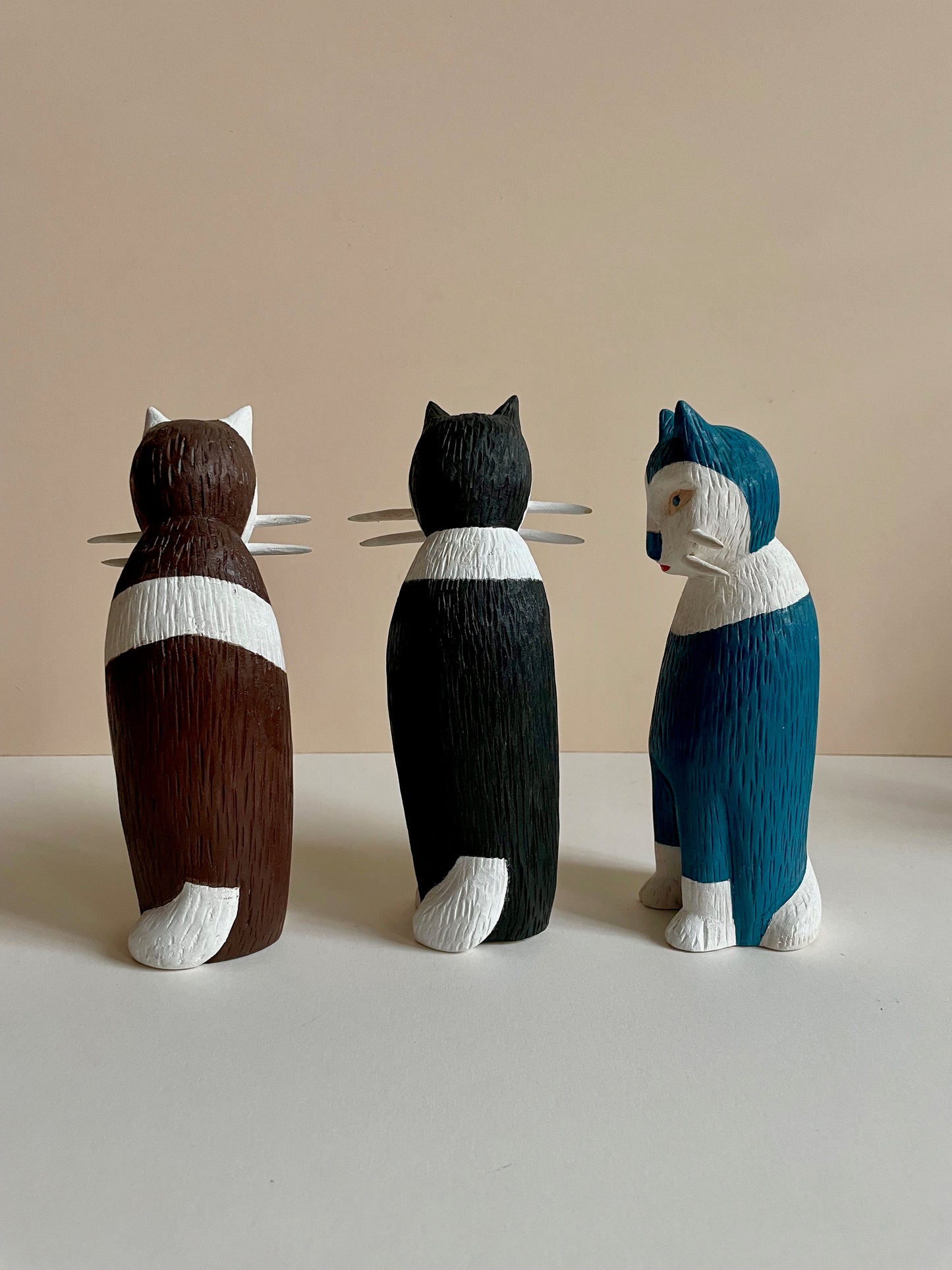 Wooden Cat Sculpture by Zenon