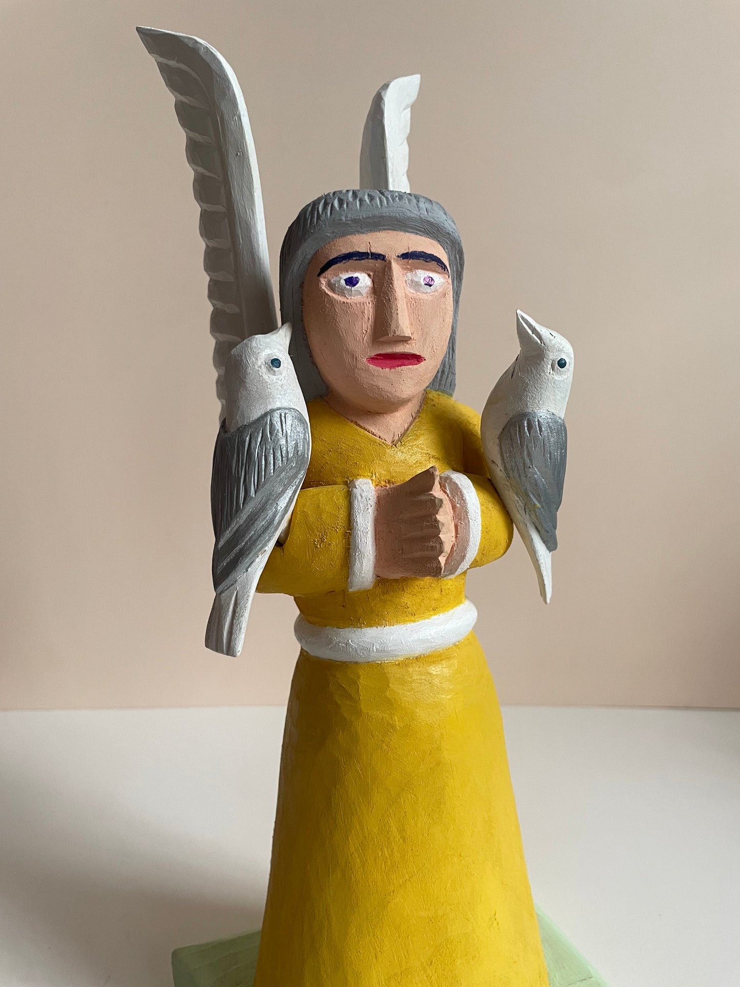 Angel with Two Birds Sculpture by Zenon
