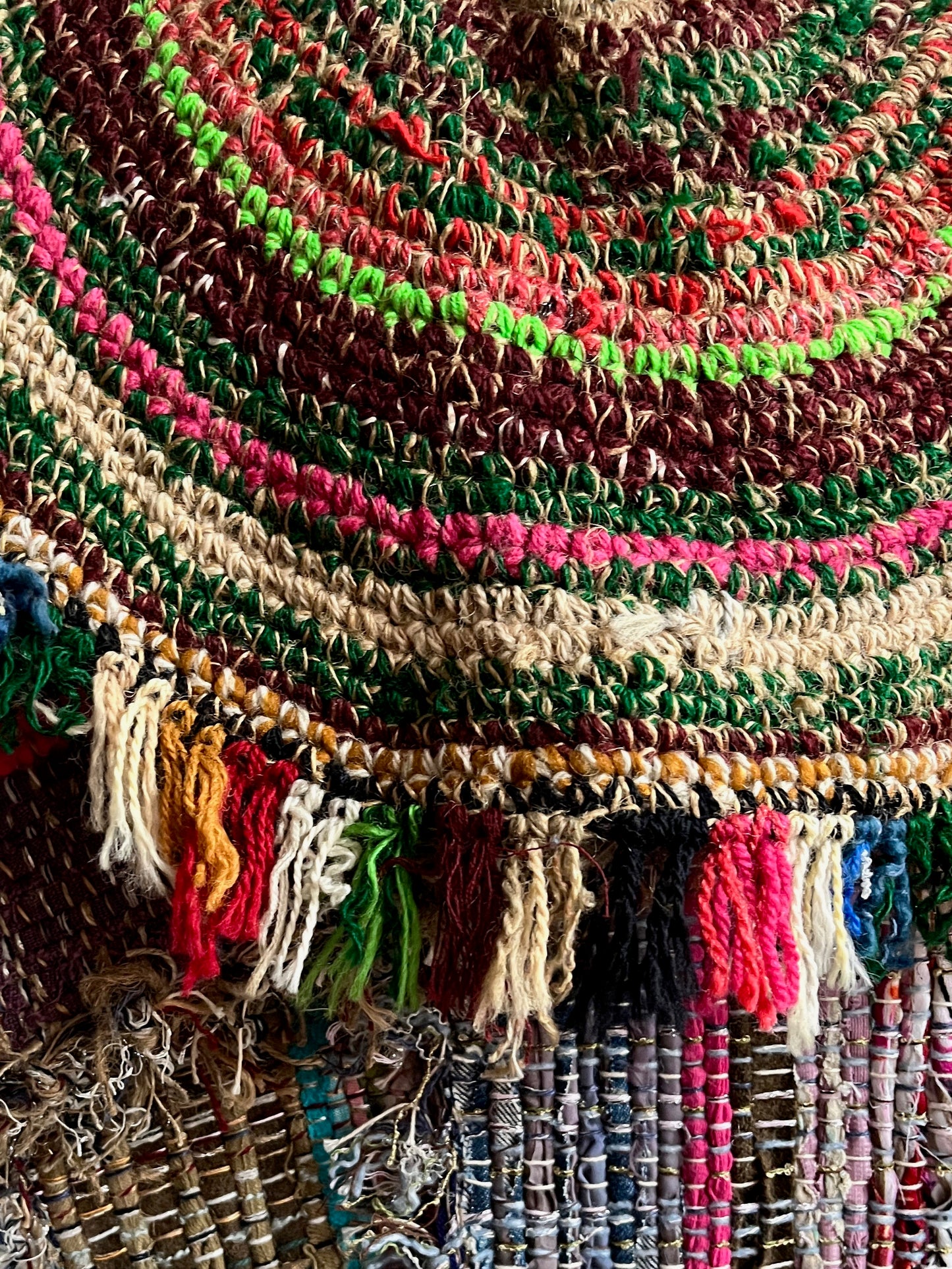 Handwoven Round Rug with Green by Anna