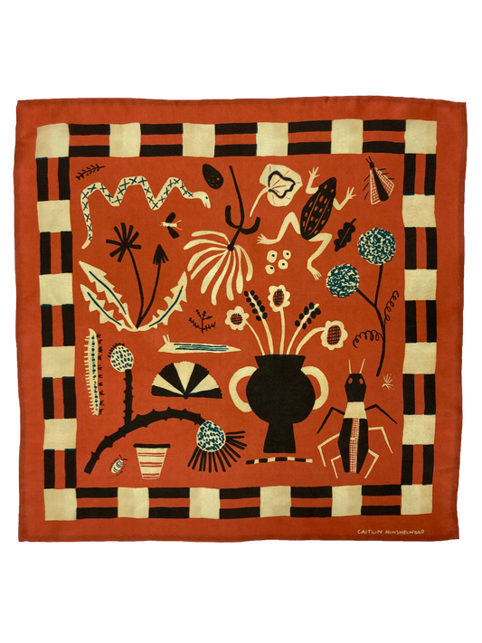 Field Notes Silk Scarf in Ginger by Caitlin Hinshelwood