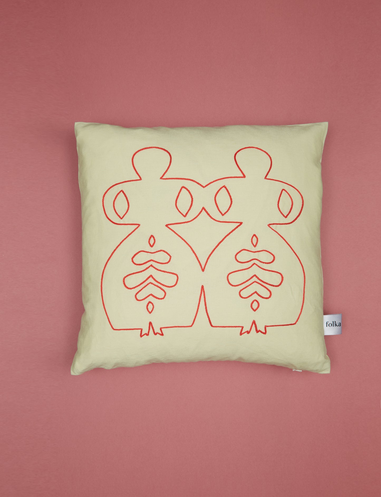 Girls Hand Embroidered Cushion by Folka x Plinth Home