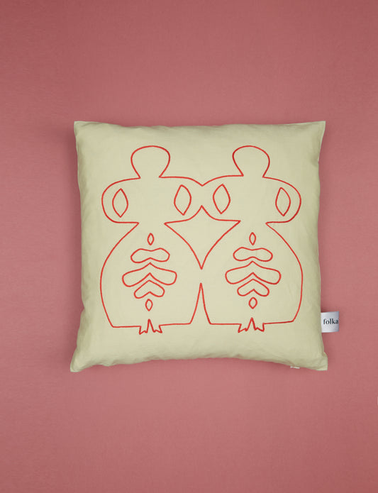 Girls Hand Embroidered Cushion by Folka x Plinth Home