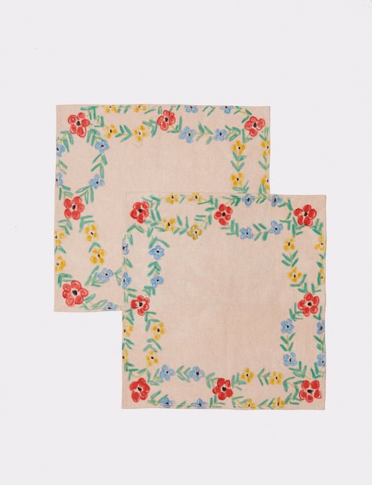 Floral Hand Painted Napkins by Cesca Dvorak