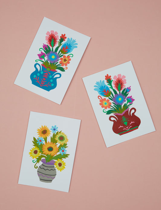 Flowers in a Vase Papercut Card by Miroslawa