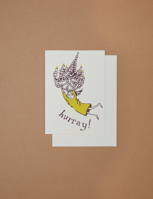 Hurray Chandelier Girl Card by Cambridge Imprint