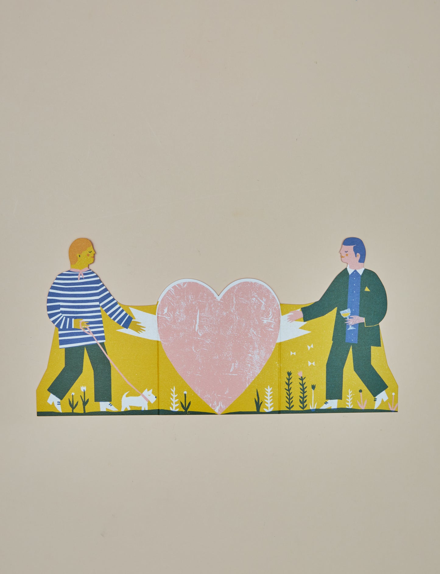 Two Men Concertina card by Printed Peanut