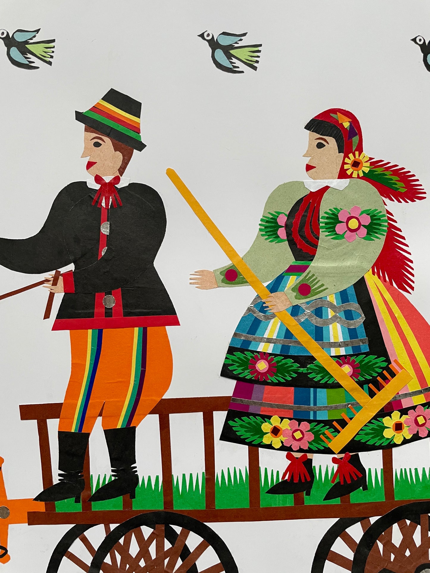 Collecting Hay Bales Papercut by Maria