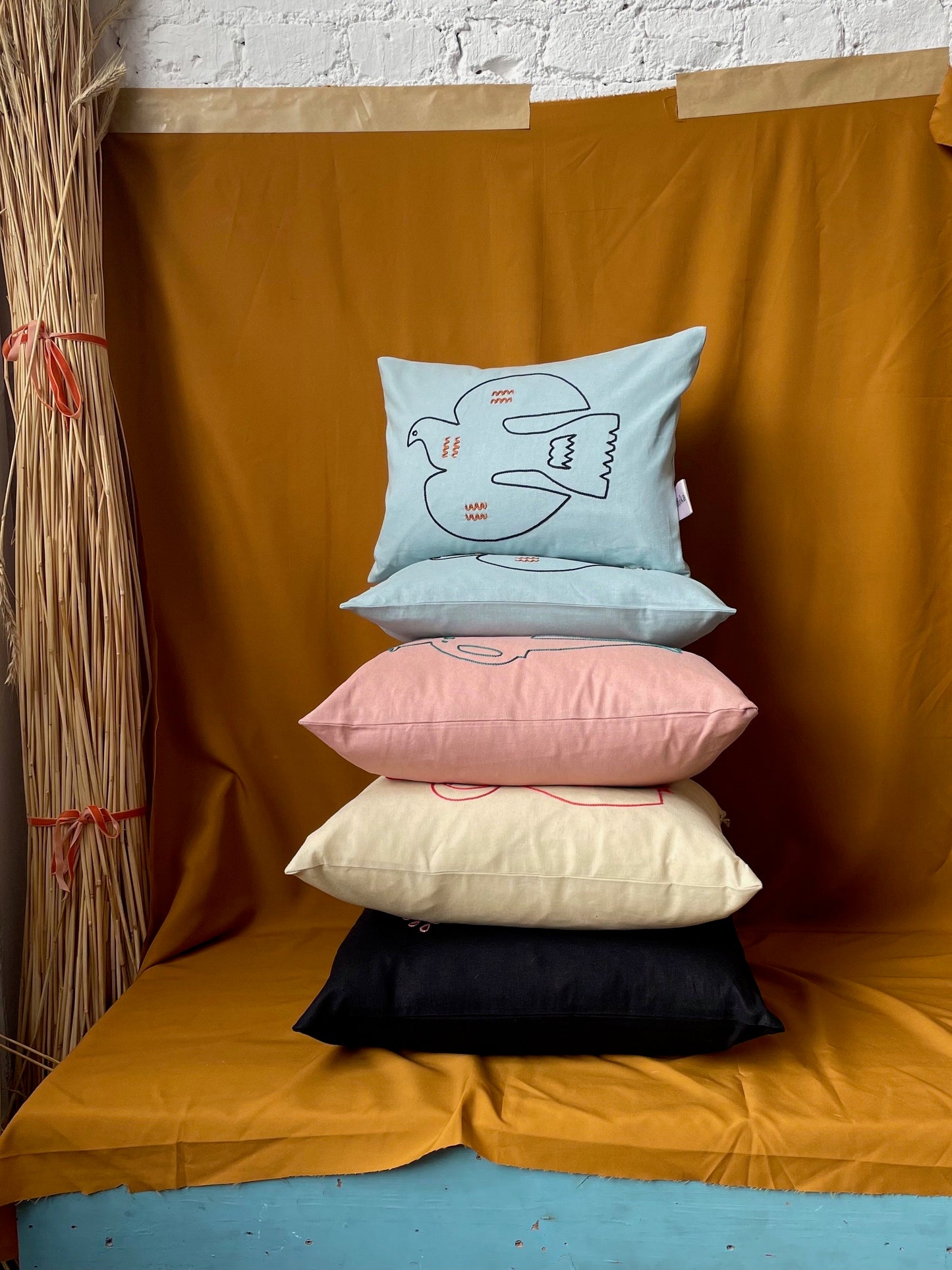Girls Hand Embroidered Cushion by Folka x Plinth Home