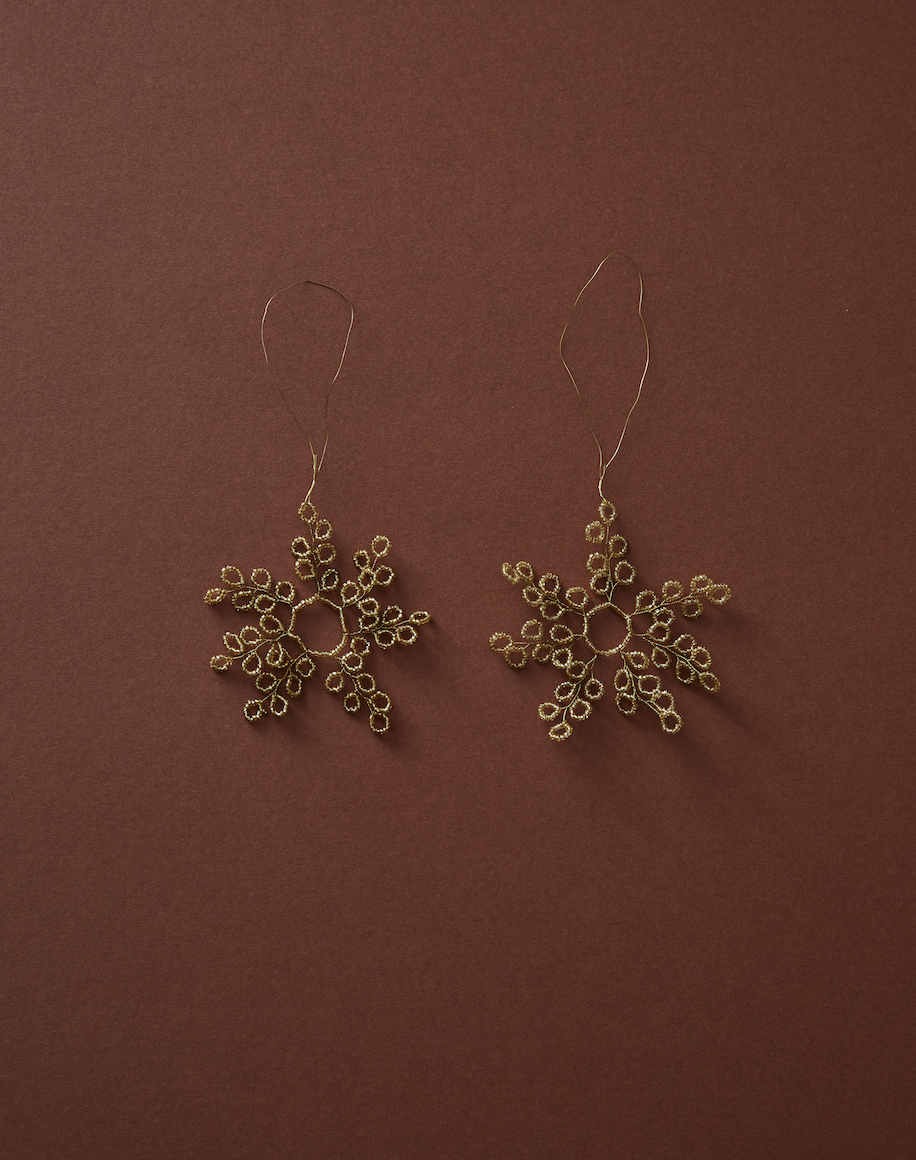 Gold Beaded Snowflake Christmas Ornament