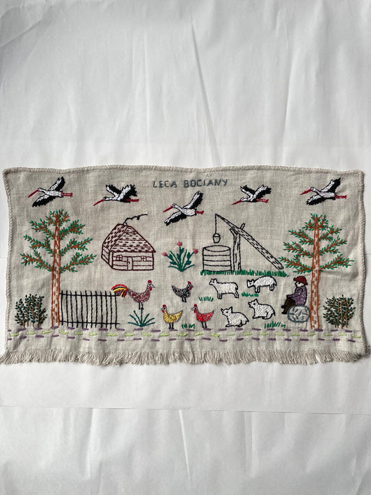 Flying Storks Hand Embroidered Wall Hanging by Anna