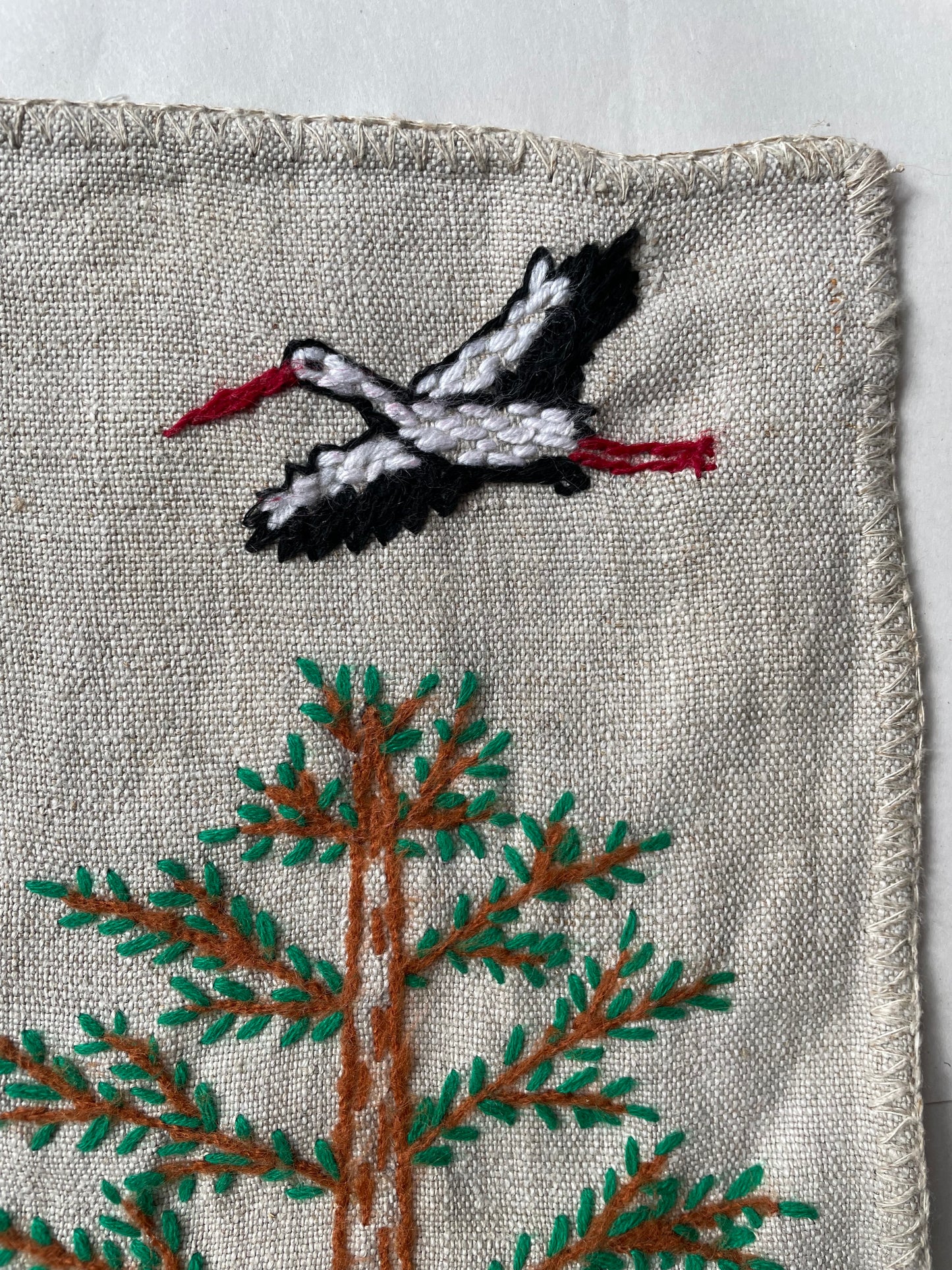 Flying Storks Hand Embroidered Wall Hanging by Anna