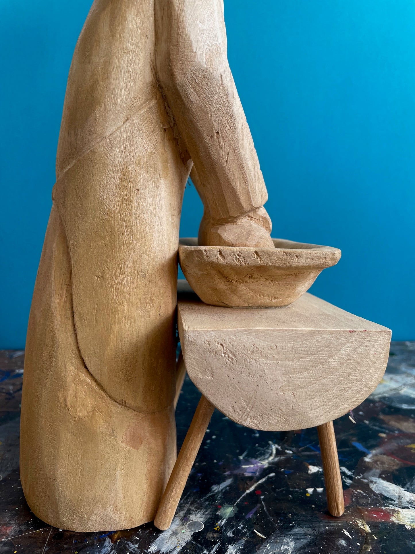 Woman Kneading Dough Sculpture by Jan