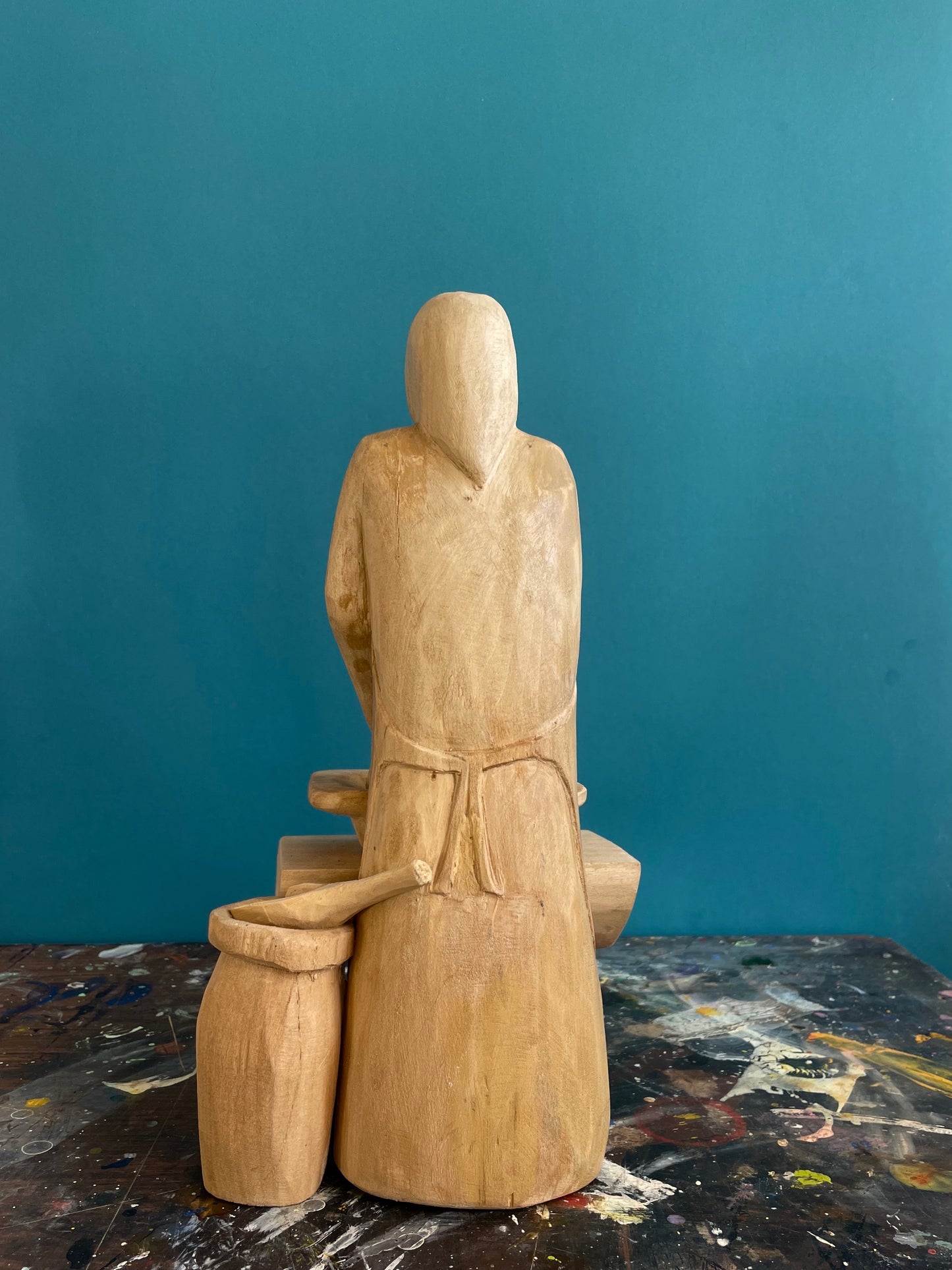 Woman Kneading Dough Sculpture by Jan