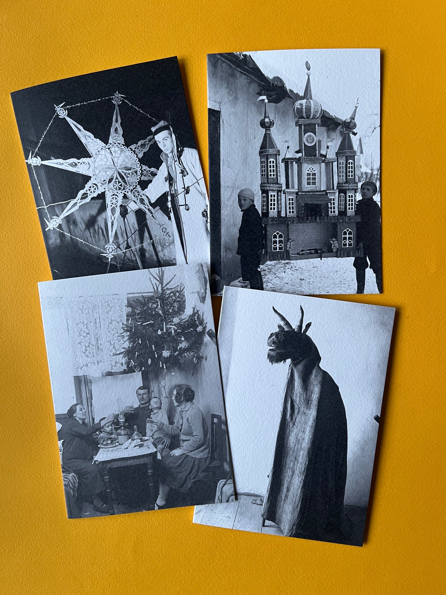 Caroler Franciszek with a Caroling Star Folk Christmas Card