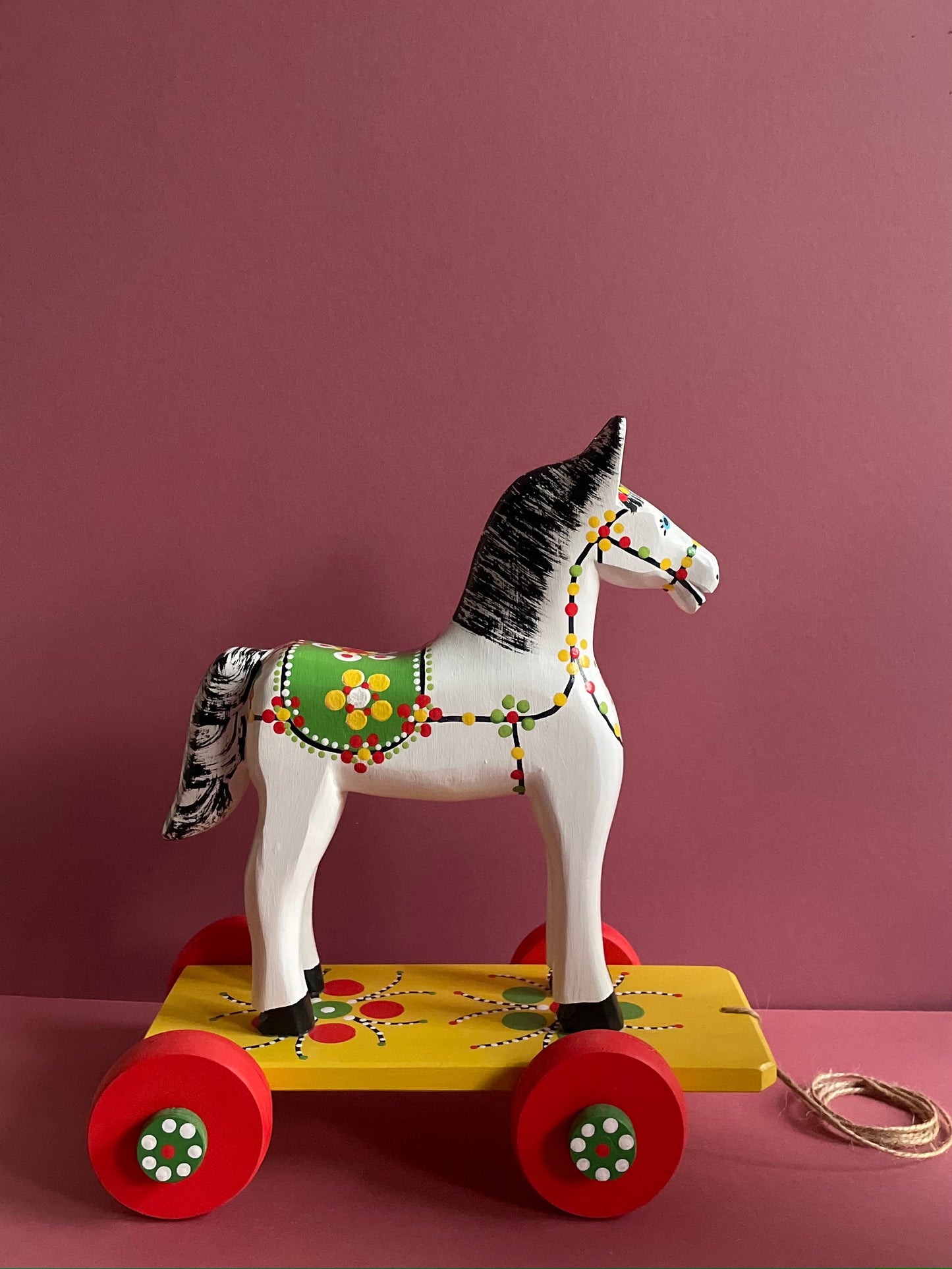 Hand Painted Horse on Wheels Toy by Wiesia