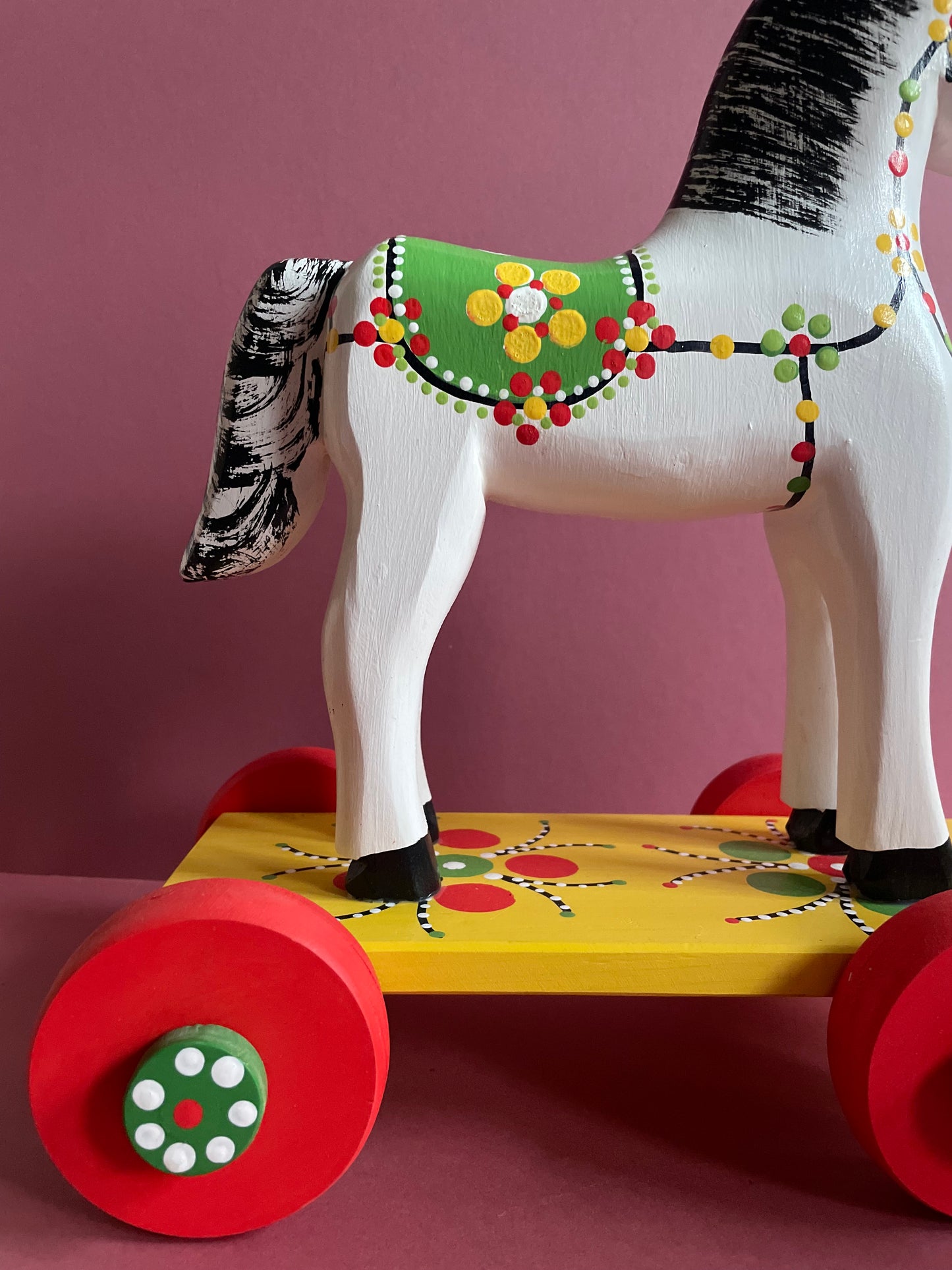 Hand Painted Horse on Wheels Toy by Wiesia