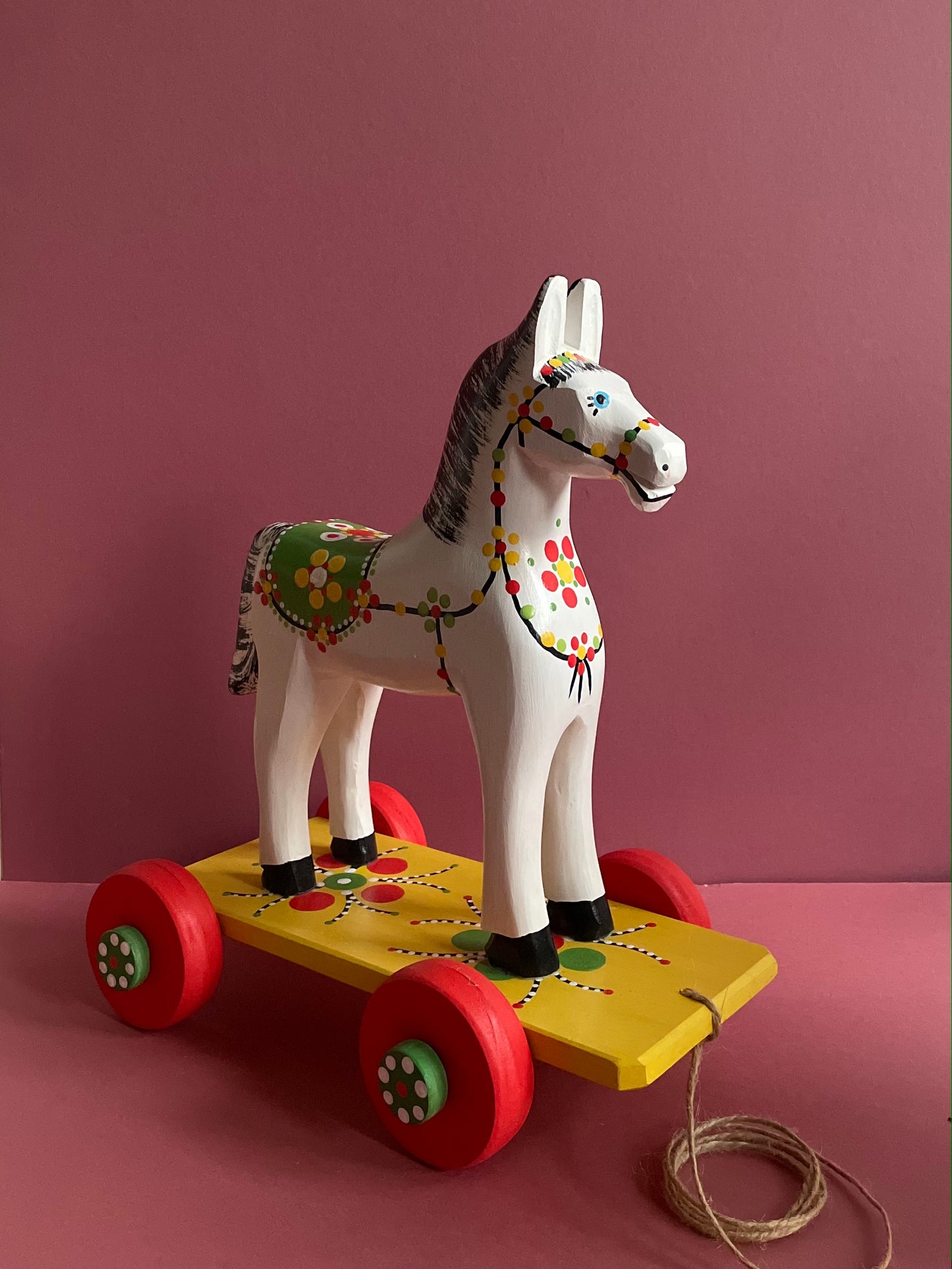 Hand Painted Horse on Wheels Toy by Wiesia