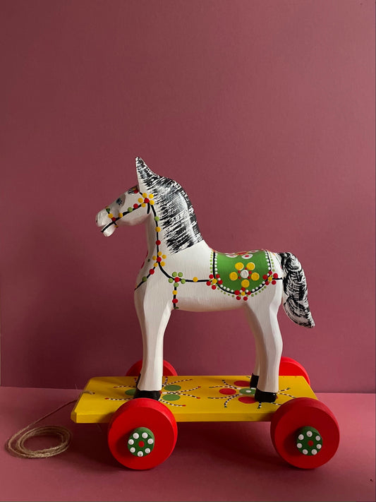 Hand Painted Horse on Wheels Toy by Wiesia