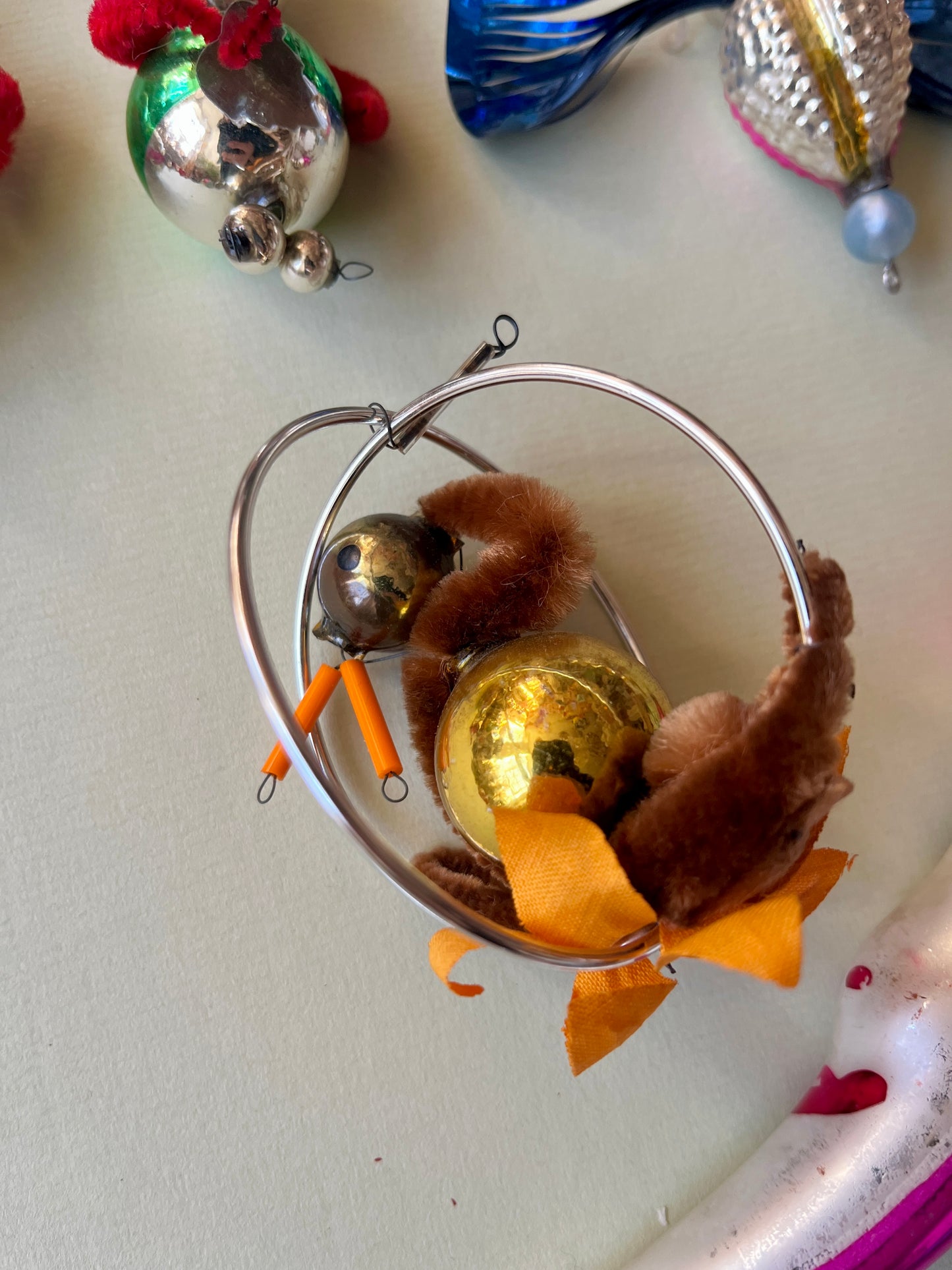 Vintage Glass and Pipe Cleaner Ornament