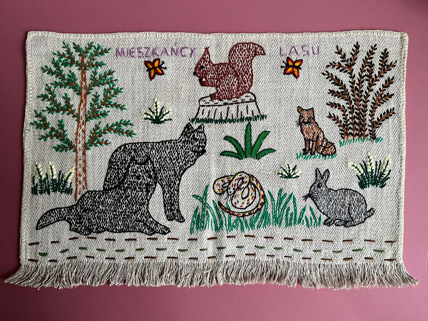 Forest Inhabitants Hand Embroidered Makatka by Anna