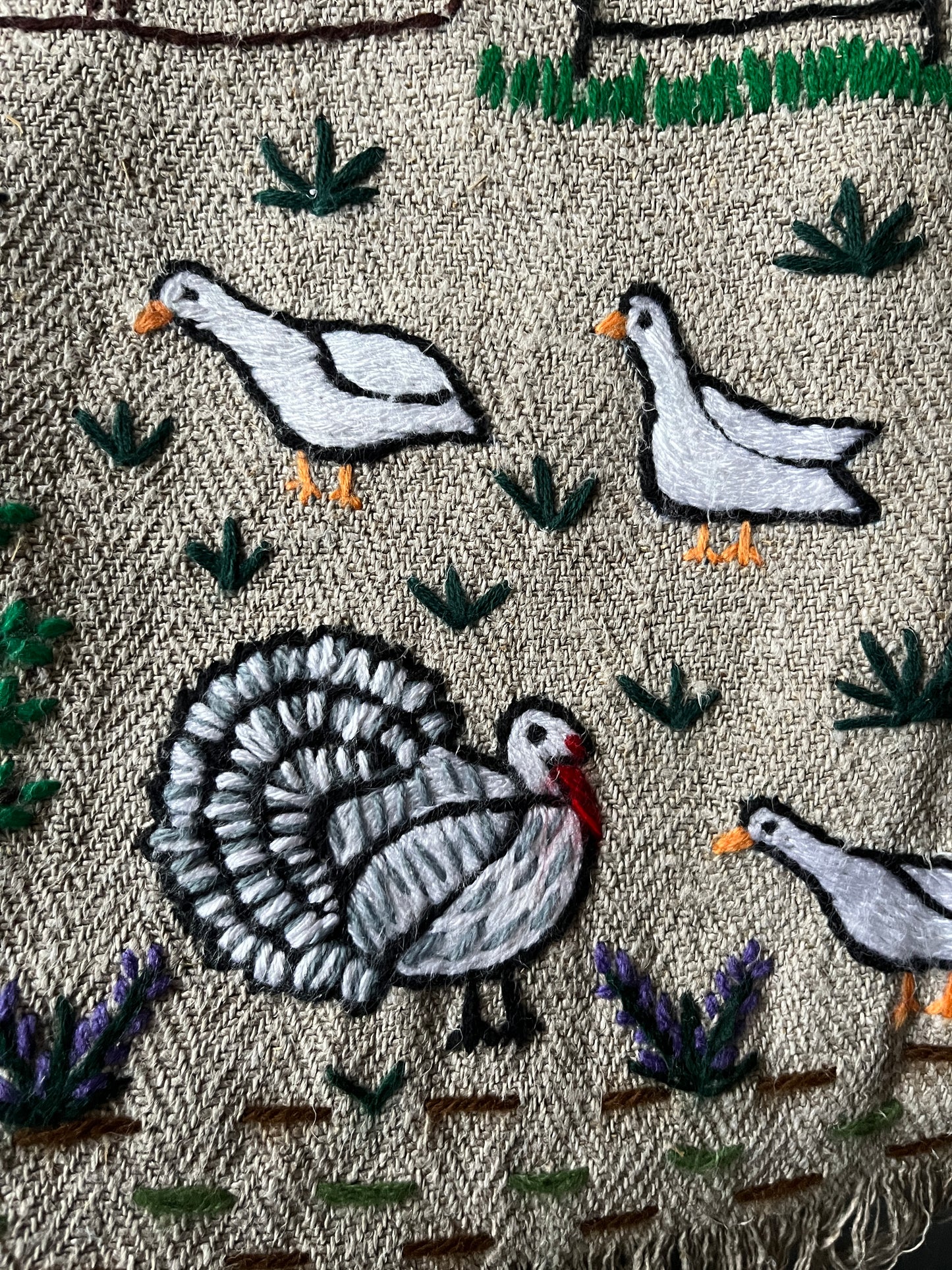 Country Yard Hand Embroidered Makatka Wallhanging by Anna