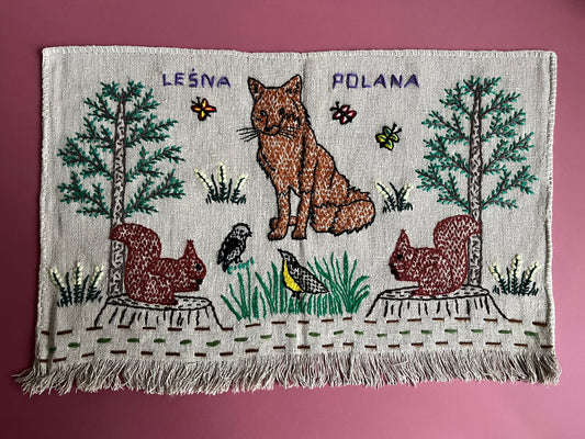 Forest Meadow Hand Embroidered Makatka Wallhanging by Anna