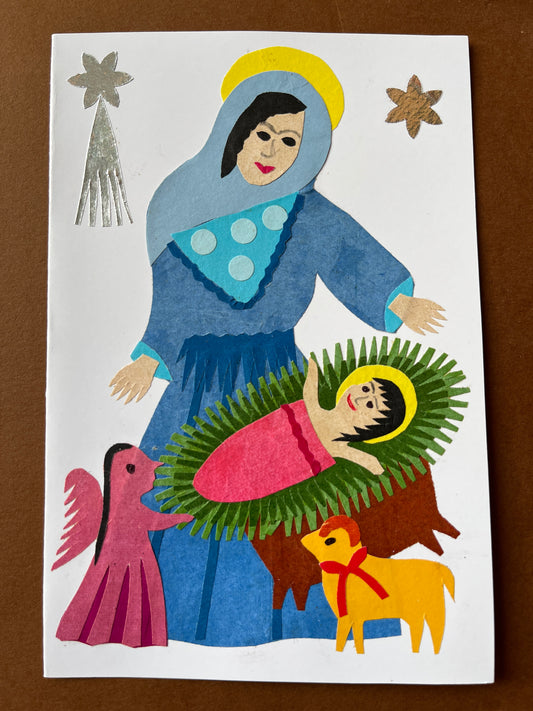 Virgin Mary with Baby Jesus Original Papercut Card by Maria