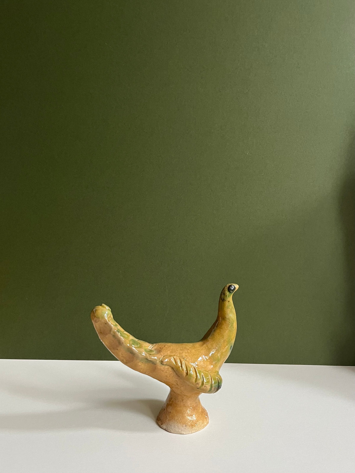 Ceramic Peacock in Yellow by Radoslaw