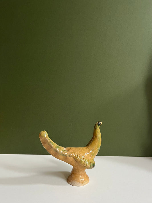 Ceramic Peacock in Yellow by Radoslaw