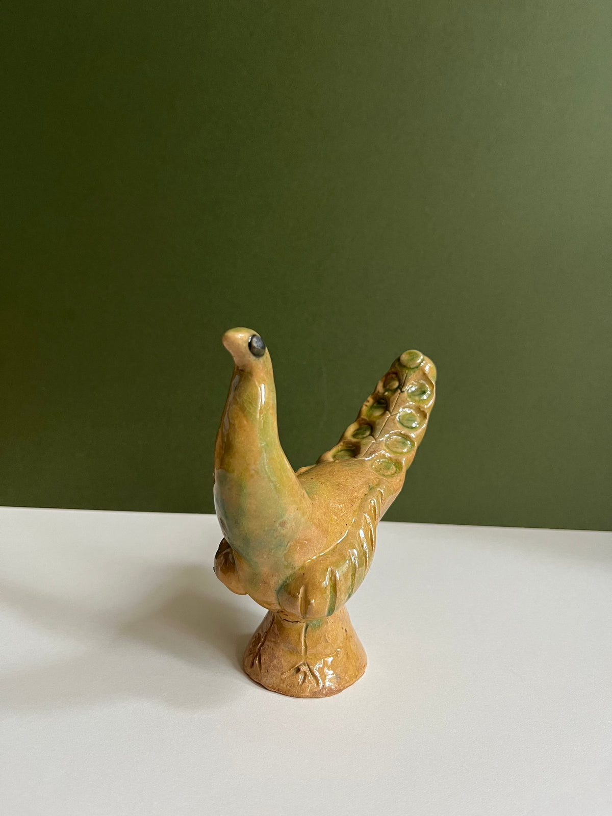 Ceramic Peacock in Yellow by Radoslaw