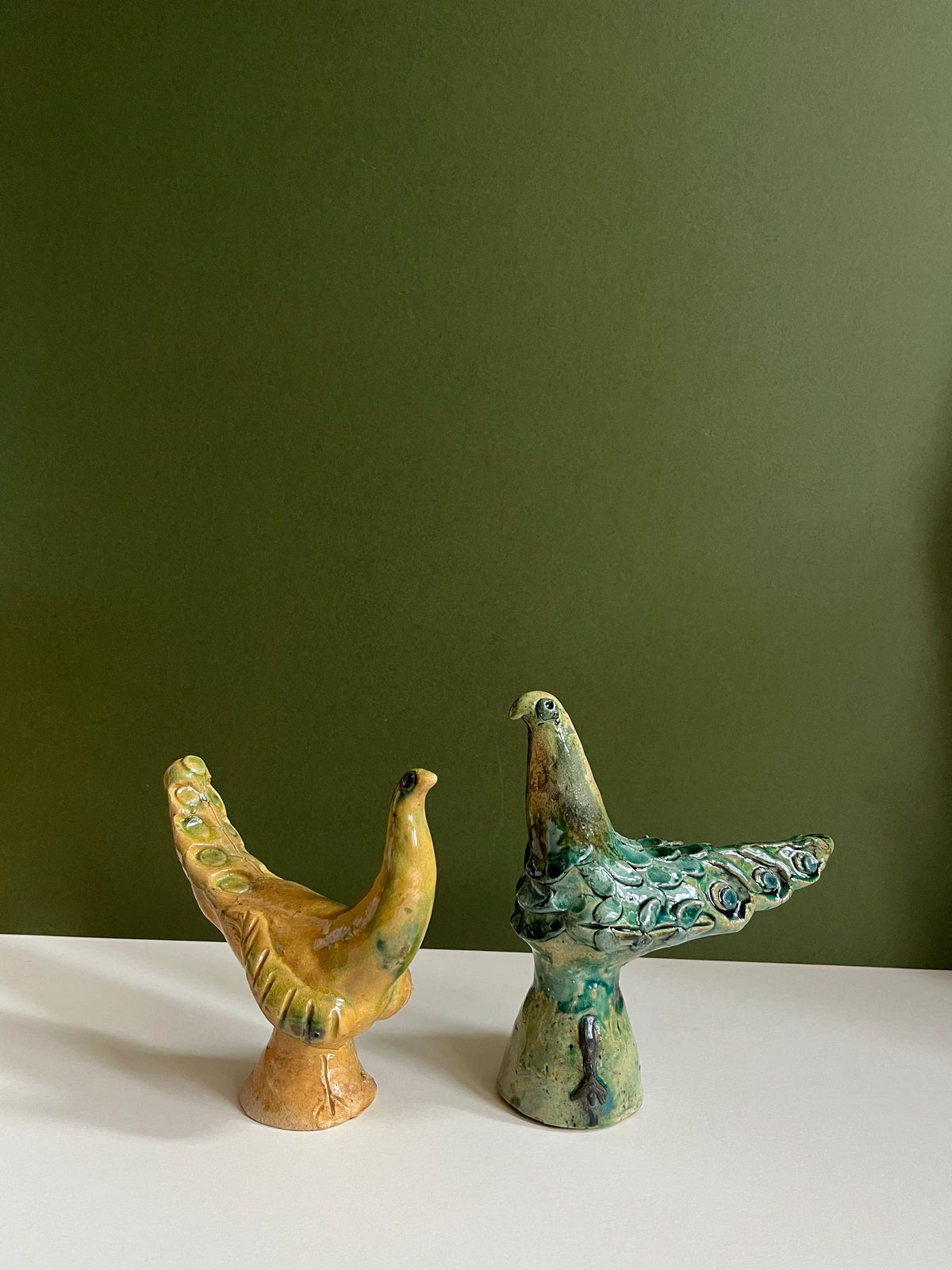 Ceramic Peacock in Yellow by Radoslaw