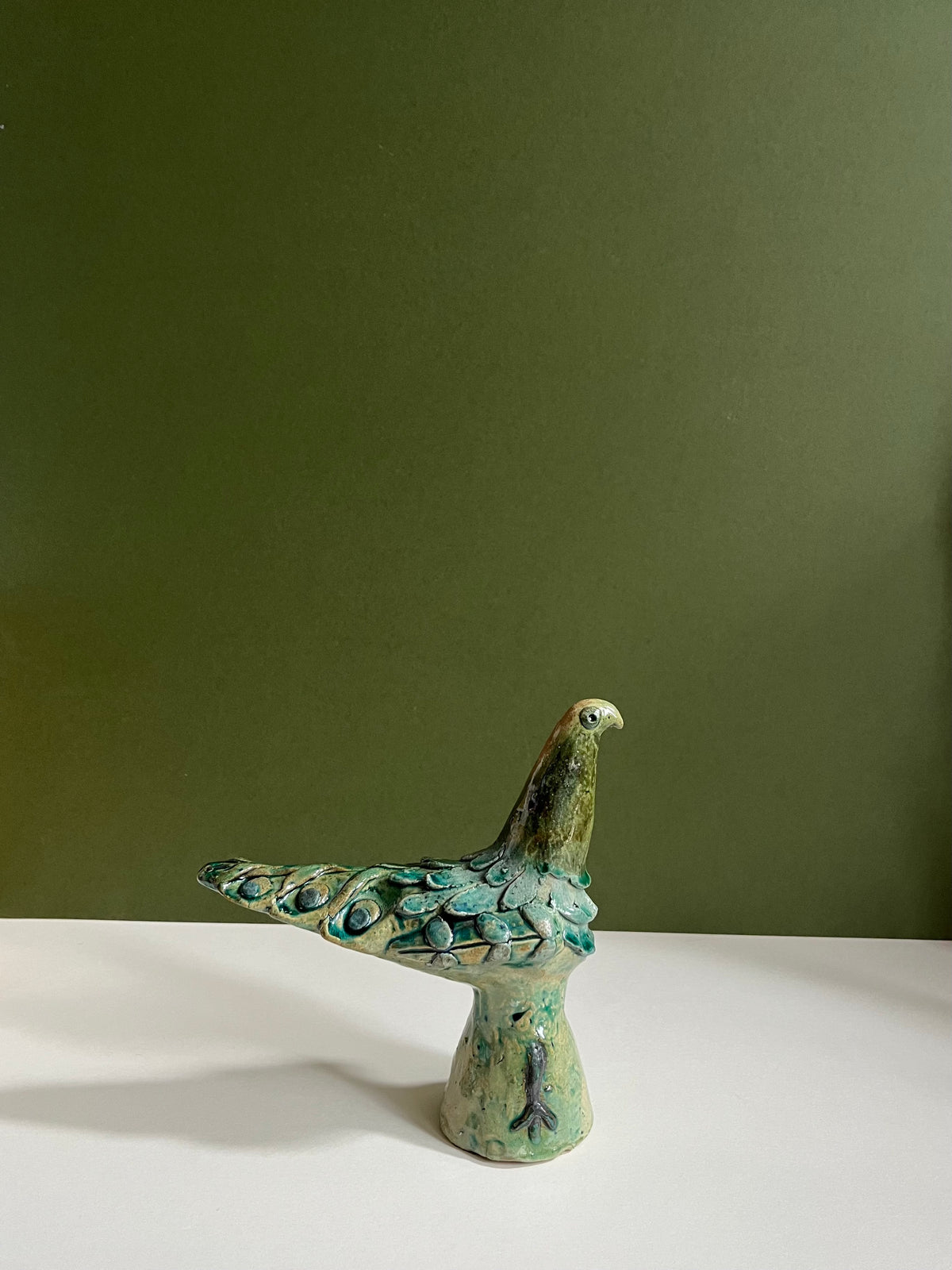 Ceramic Peacock in Green by Radoslaw