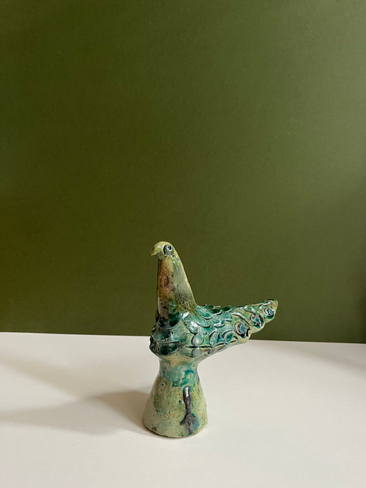 Ceramic Peacock in Green by Radoslaw