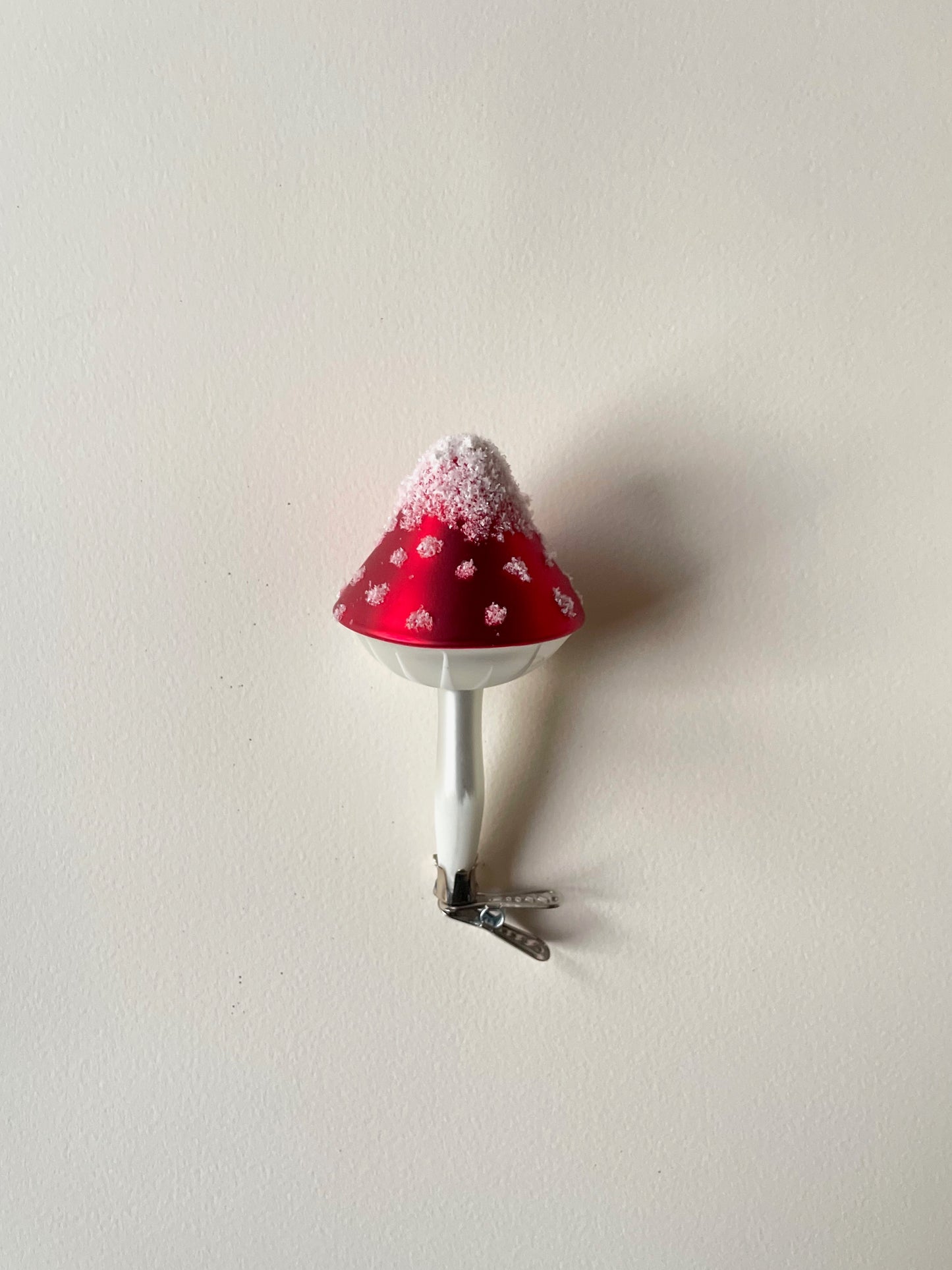 Toadstool Clip On Glass Ornament